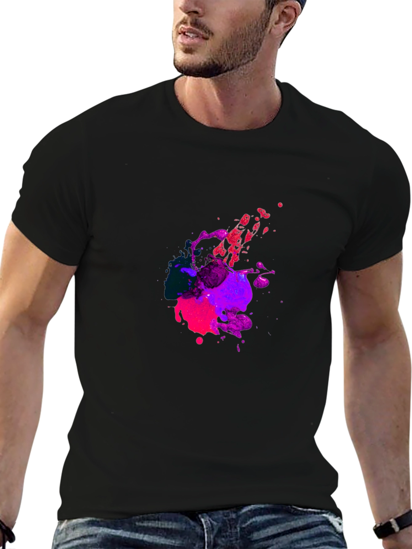Abstract Splatter Graphic Tee - Bold Black T-Shirt