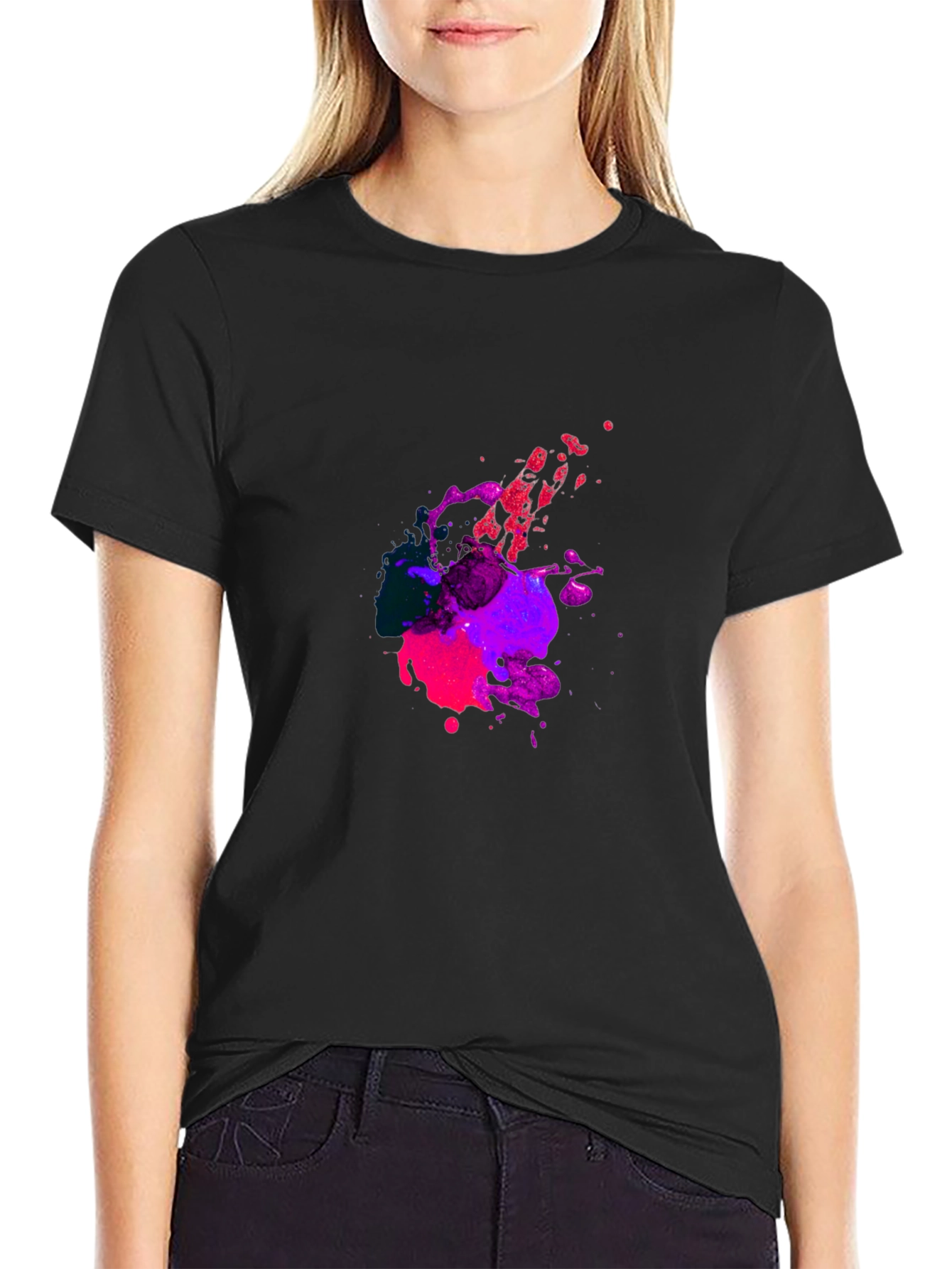Abstract Splatter Graphic Tee - Bold Black T-Shirt
