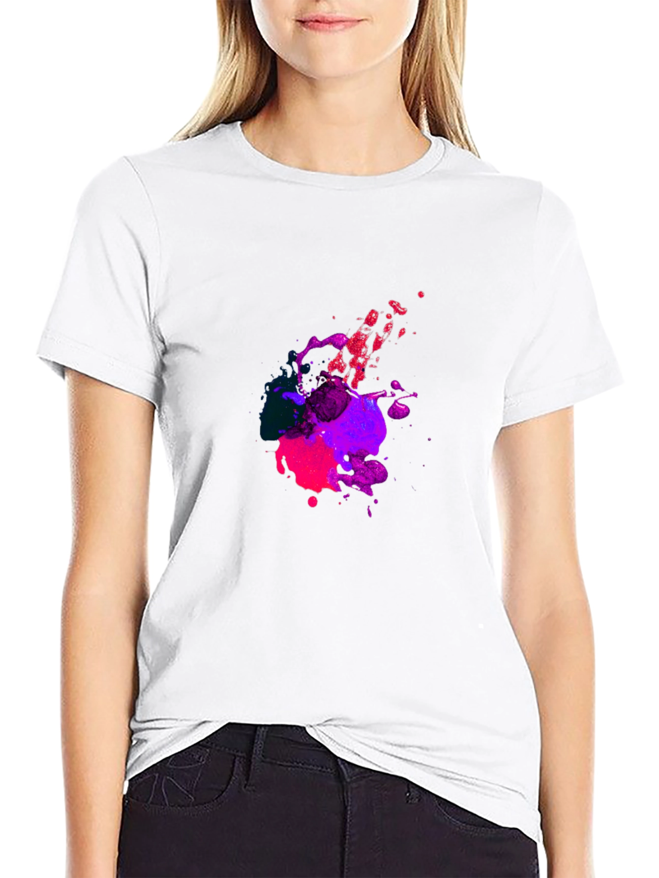 Abstract Splatter Graphic Tee - Bold Black T-Shirt