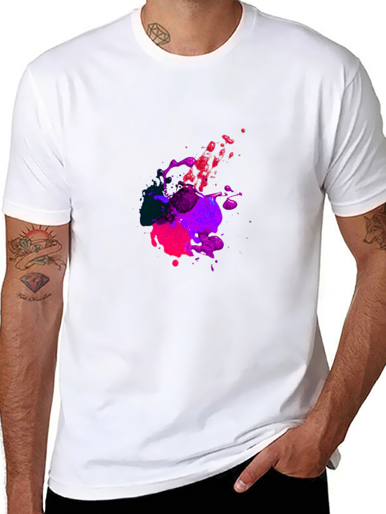 Abstract Splatter Graphic Tee - Bold Black T-Shirt