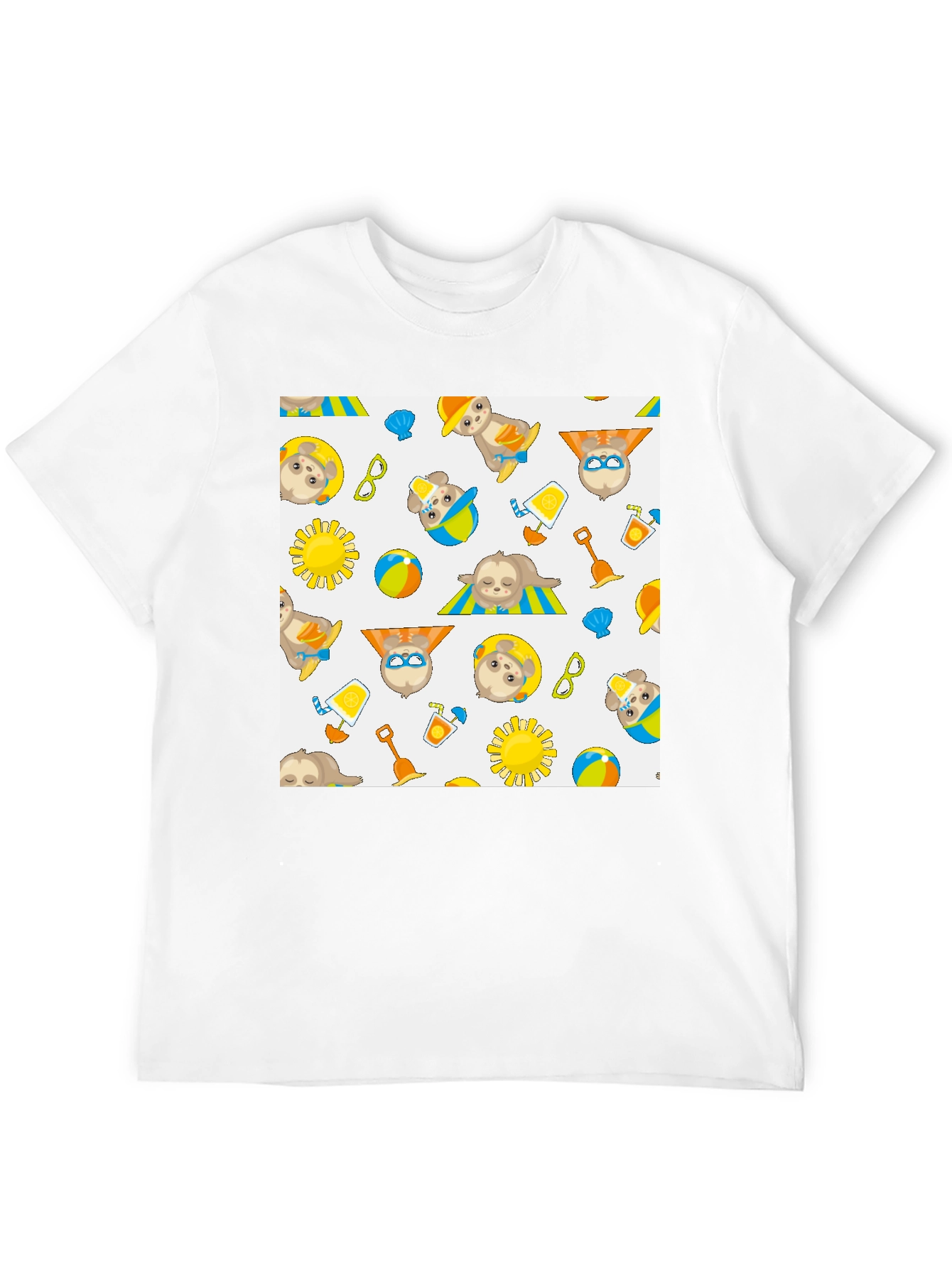 Summer Sloth Print Black T-Shirt