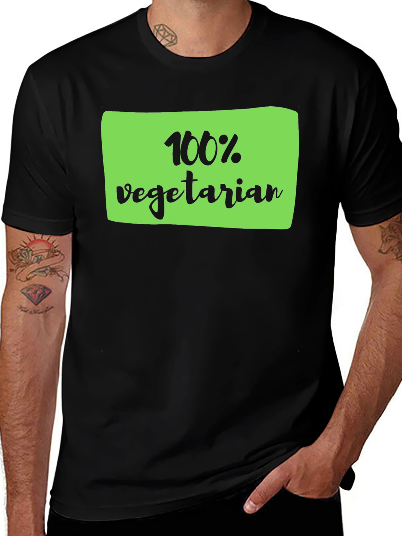 100% Vegetarian Black T-Shirt