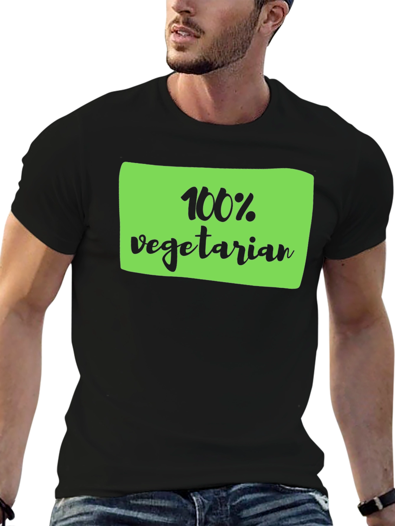 100% Vegetarian Black T-Shirt