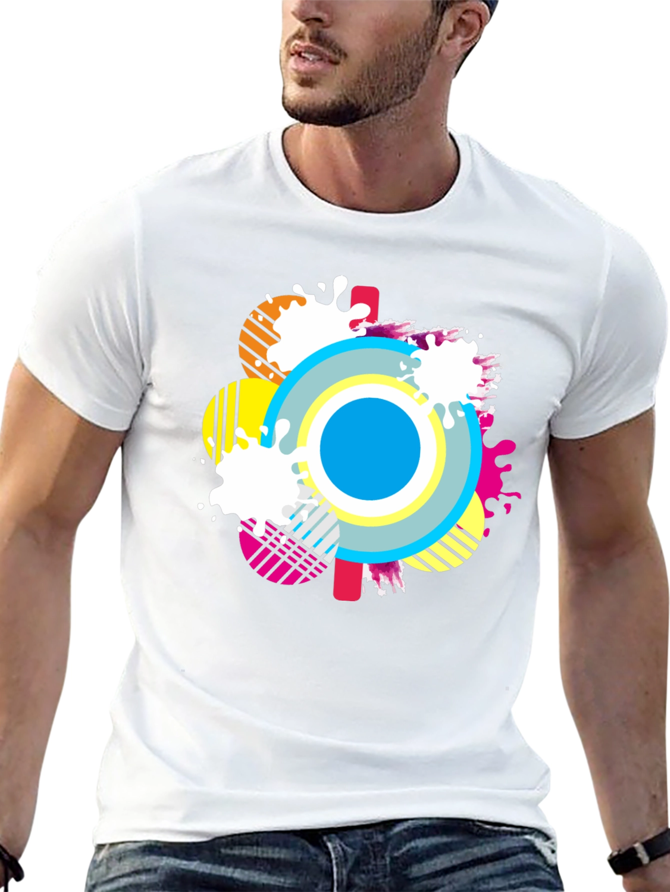 Abstract Graphic Tee - Mens Casual Black T-Shirt