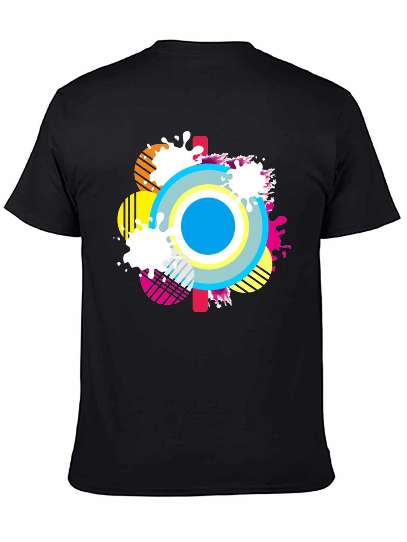 Abstract Graphic Tee - Mens Casual Black T-Shirt