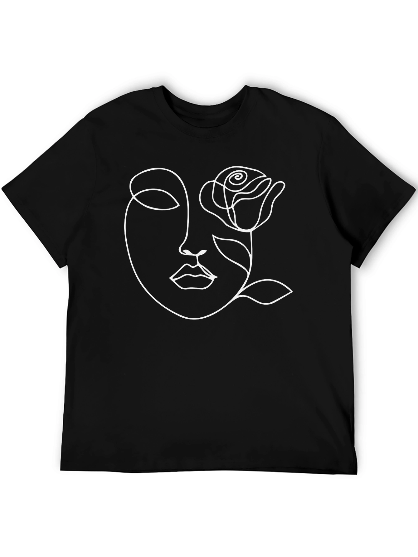 Abstract Face & Rose Graphic Tee
