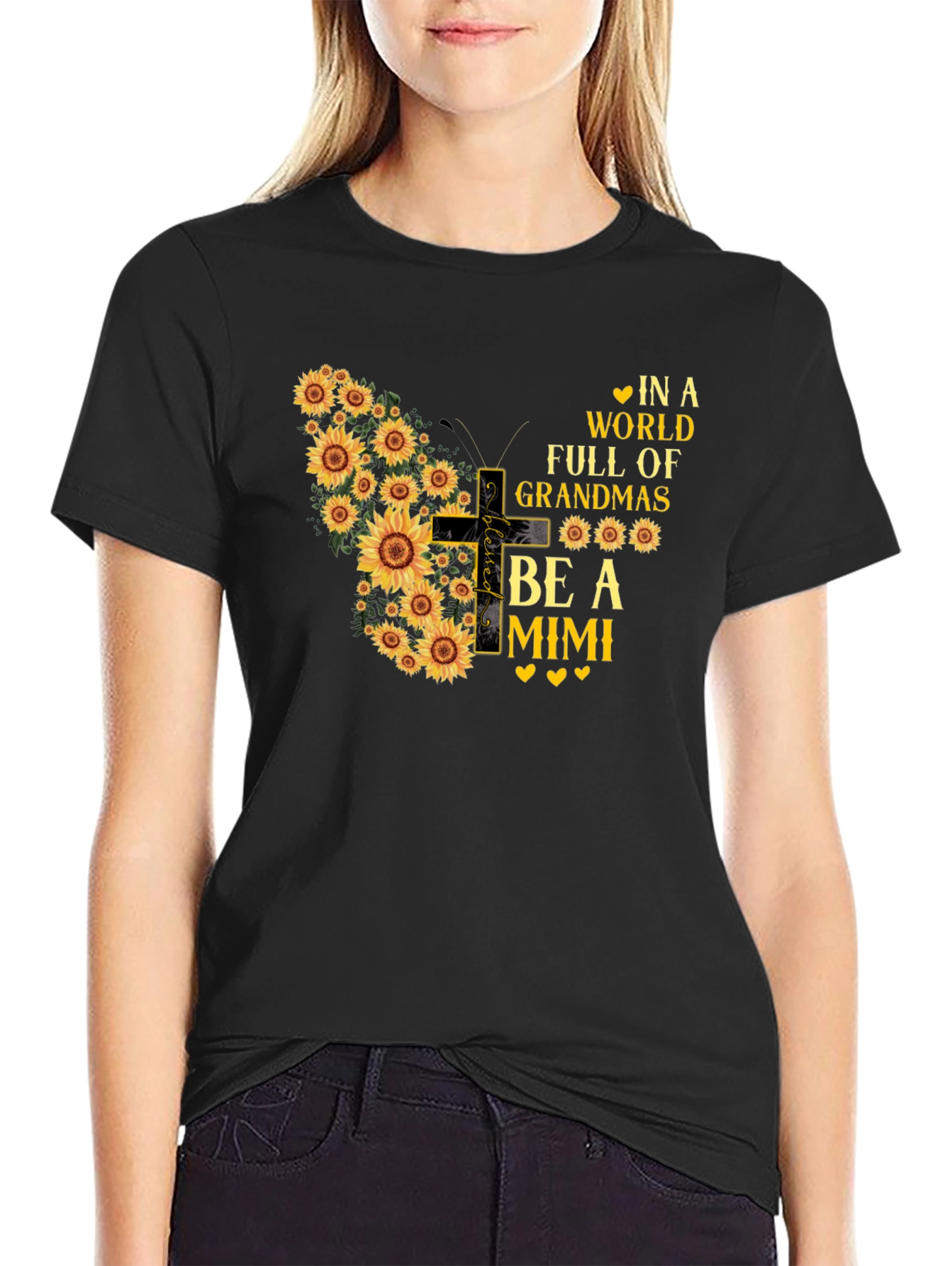 Sunflower Butterfly Grandma Mimi T-Shirt