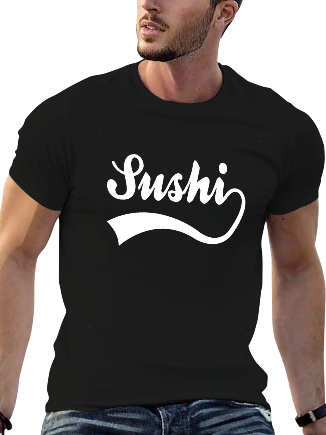 Sushi Graphic Black T-Shirt - Casual Fashion Tee