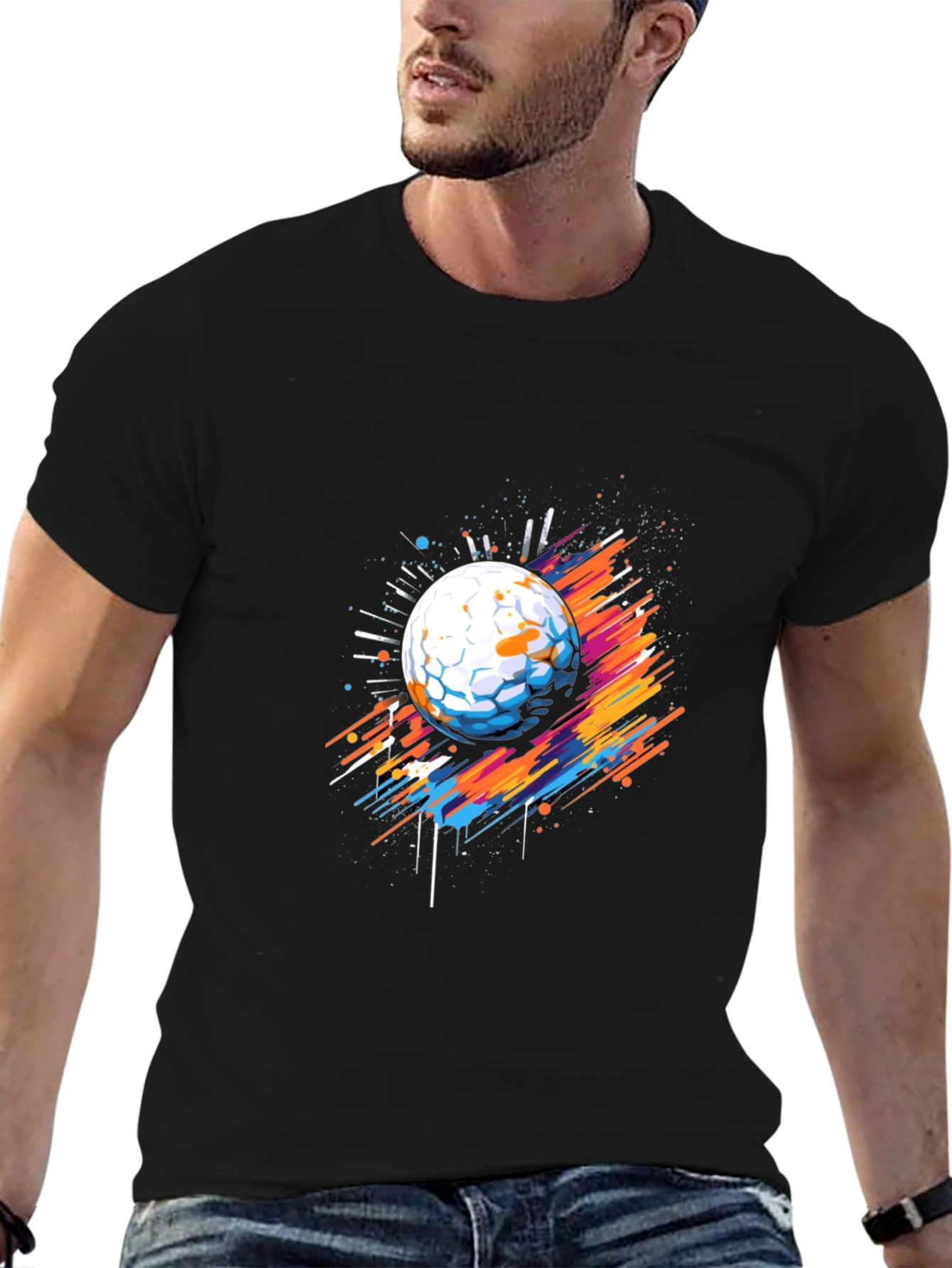 Abstract Golf Ball Graphic Tee - Black
