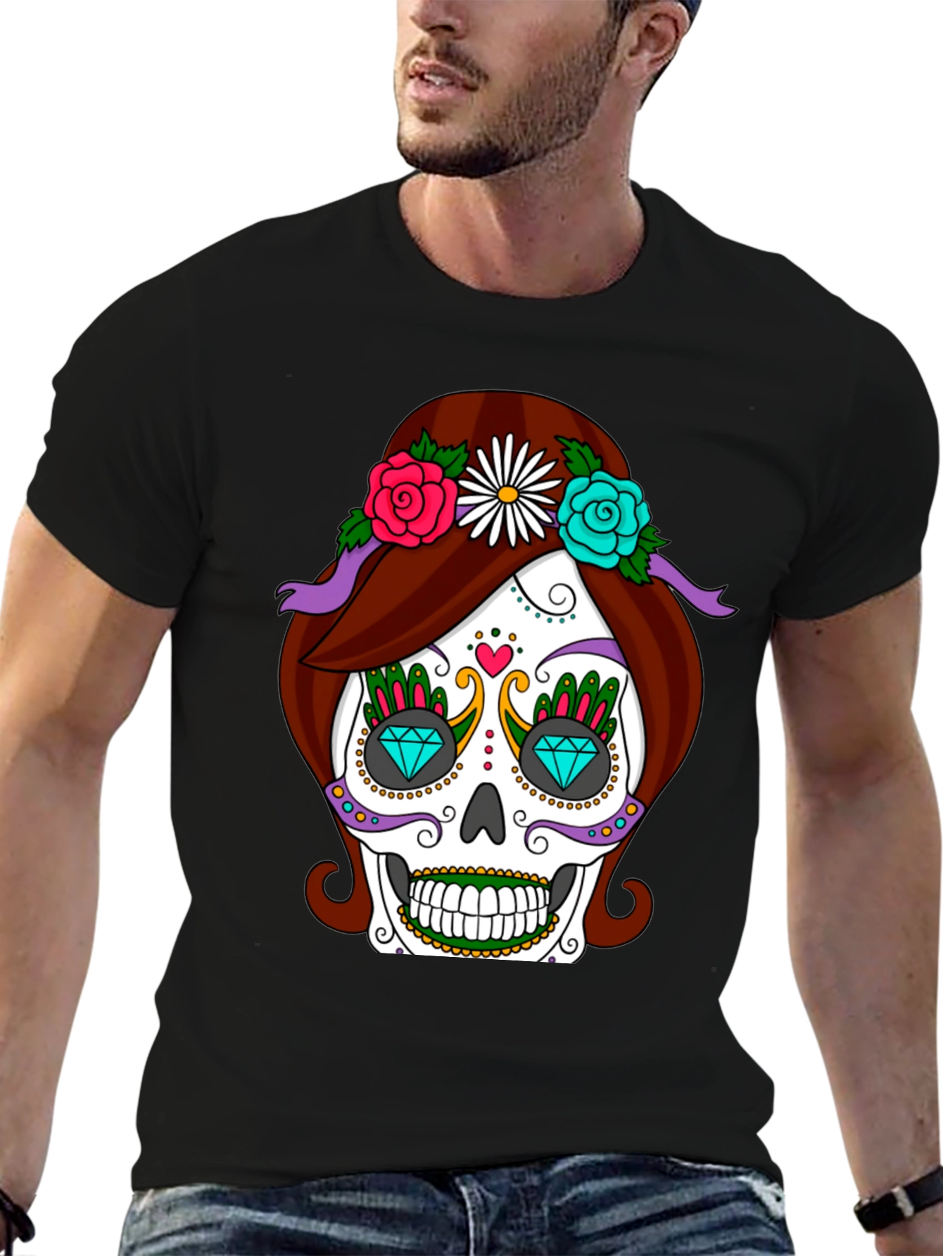 Sugar Skull T-Shirt - Day of the Dead Style