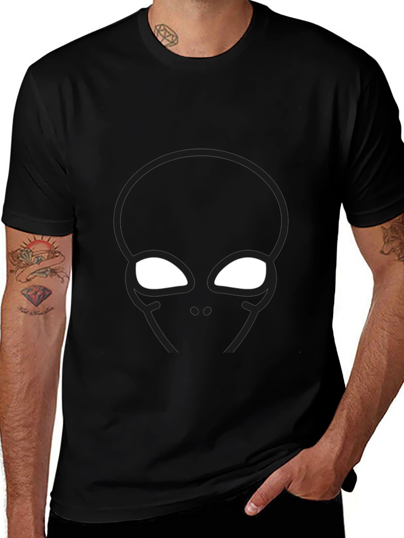 Abstract Superhero Graphic Black T-Shirt