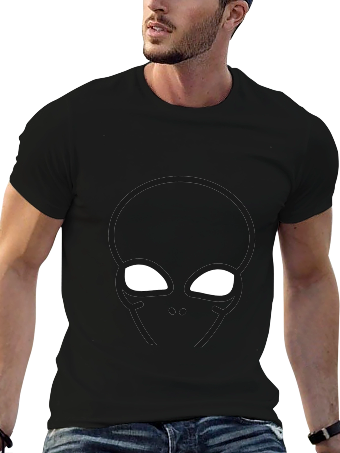 Abstract Superhero Graphic Black T-Shirt