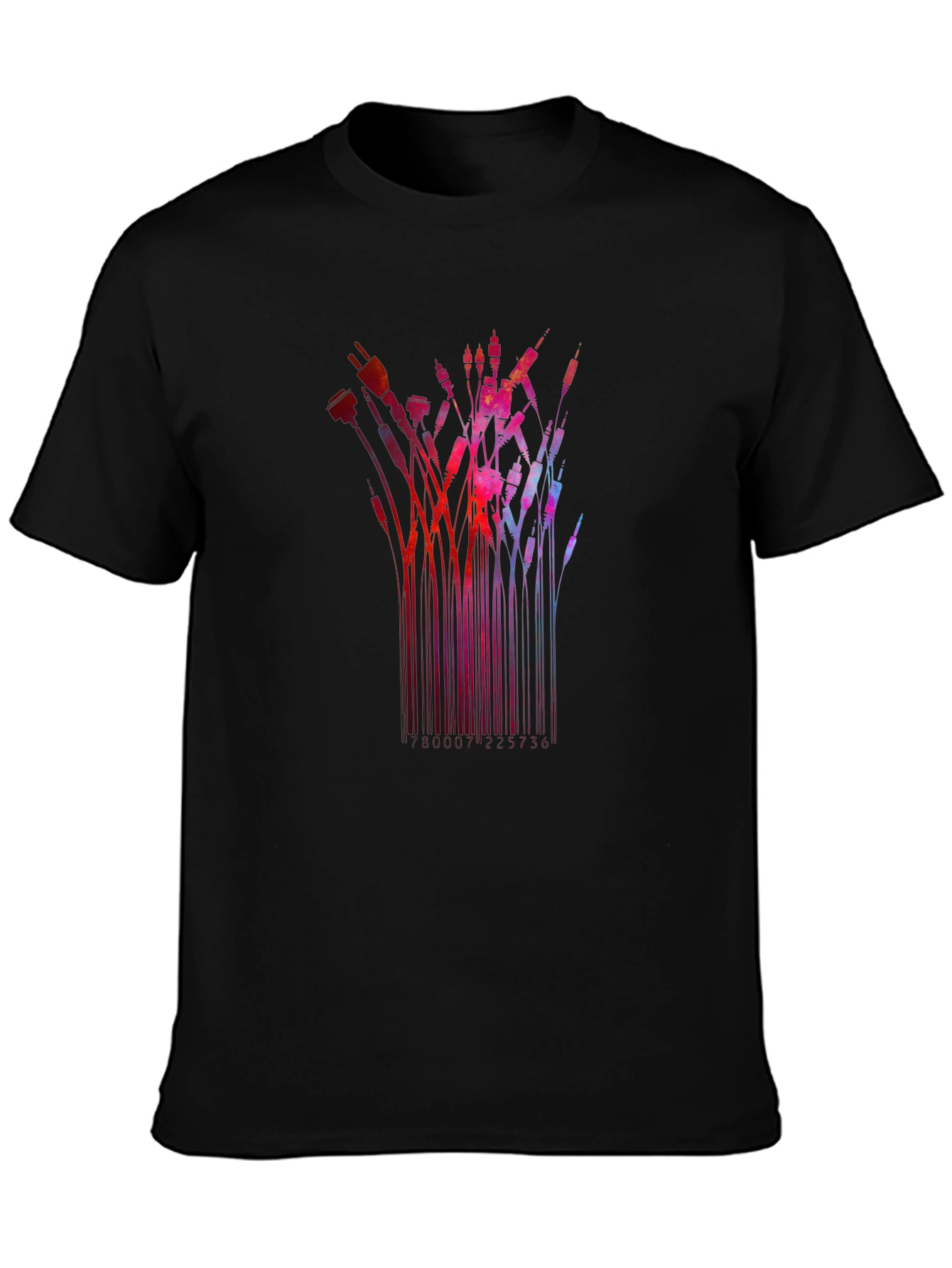 Abstract Tech Cables Black T-Shirt