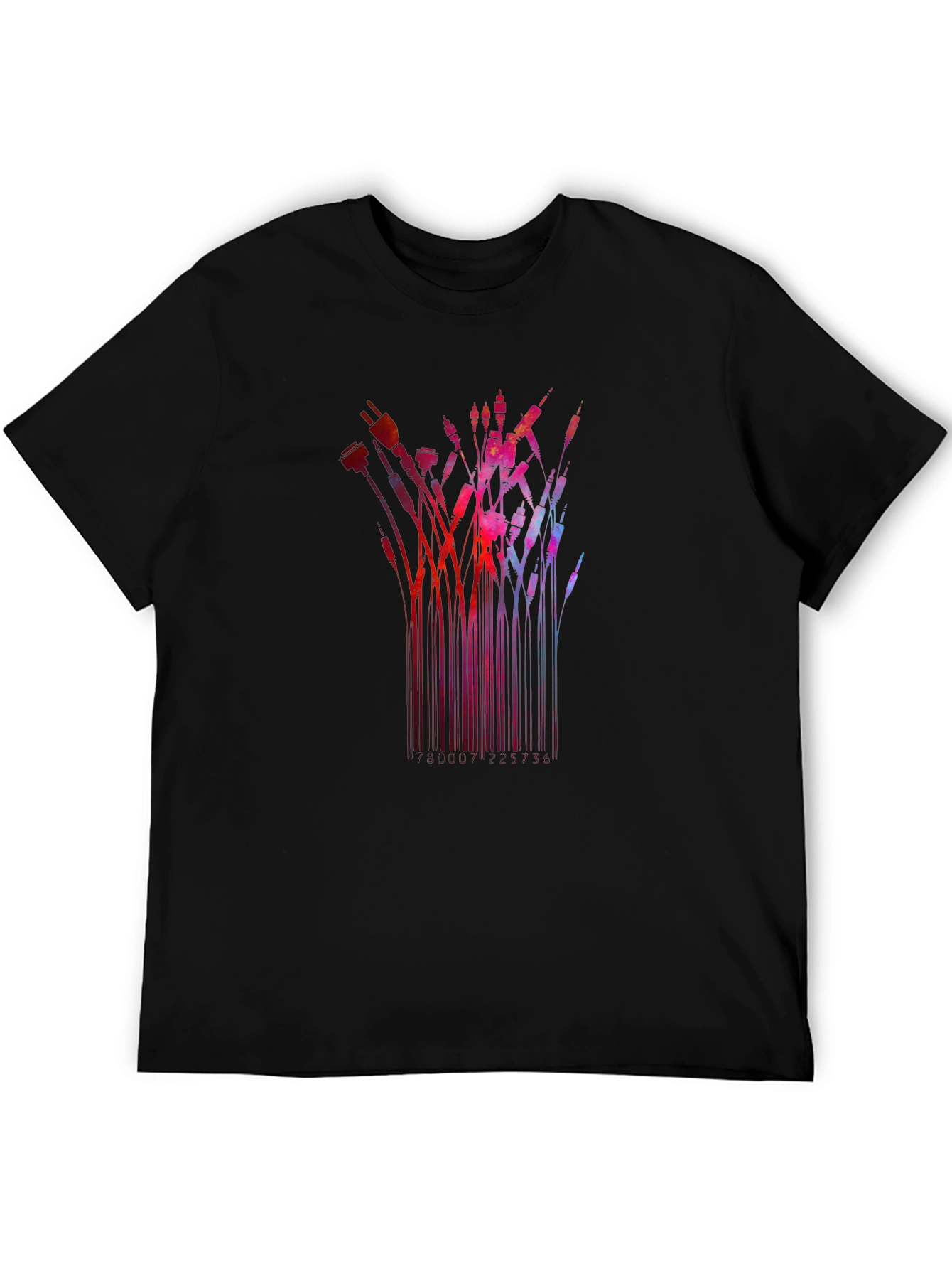 Abstract Tech Cables Black T-Shirt