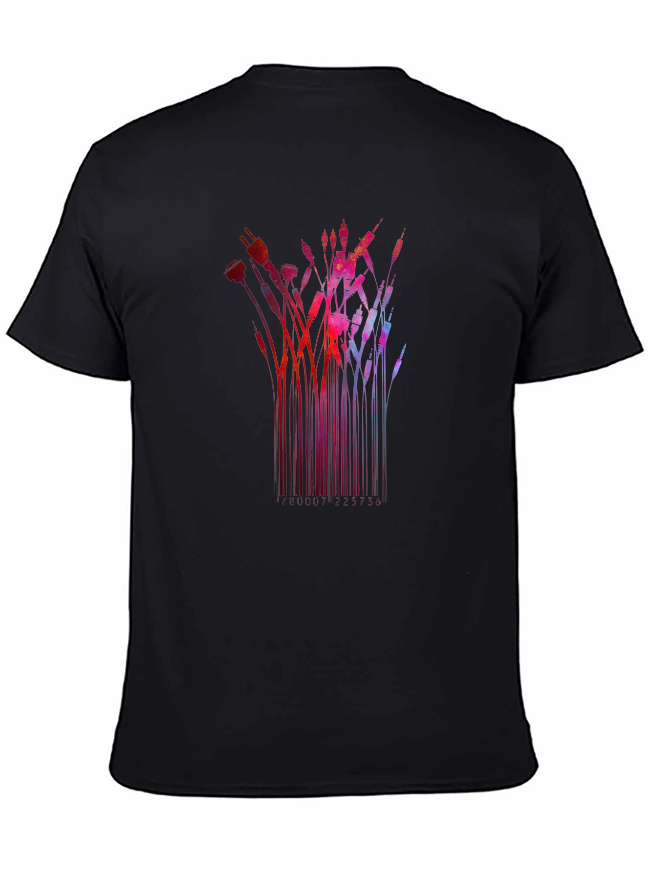 Abstract Tech Cables Black T-Shirt
