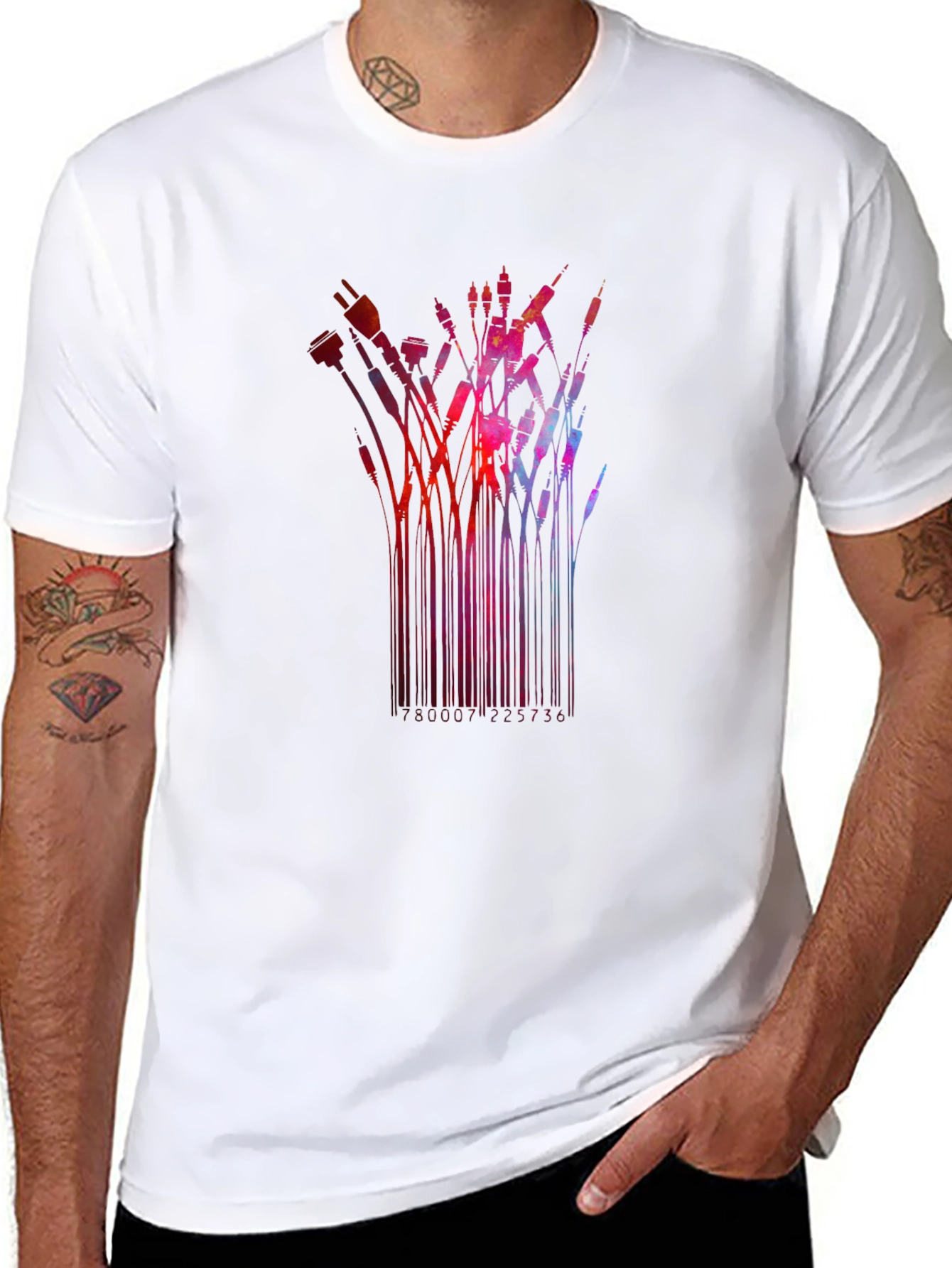 Abstract Tech Cables Black T-Shirt