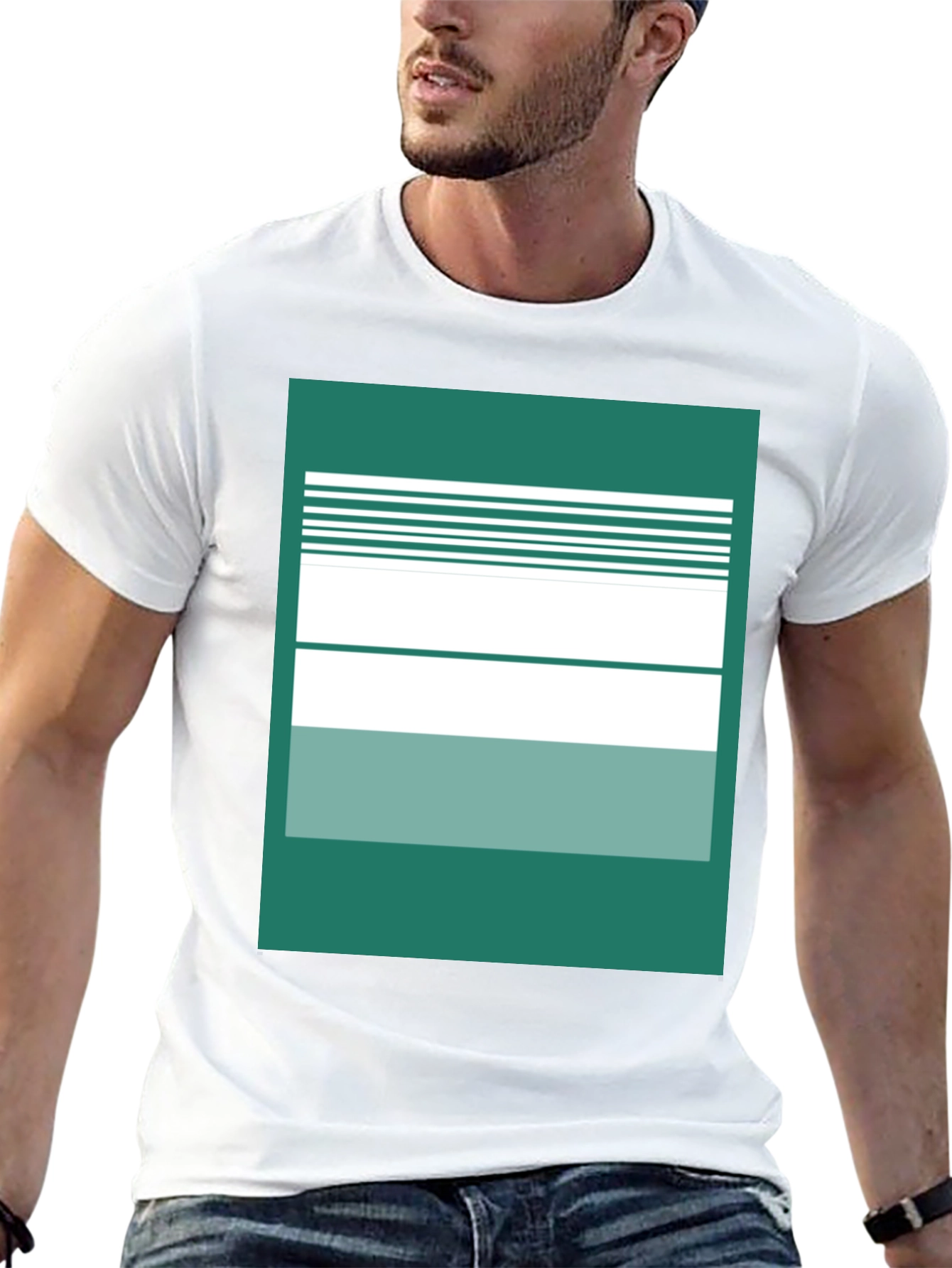 Abstract Striped Graphic Tee - Modern Casual Style