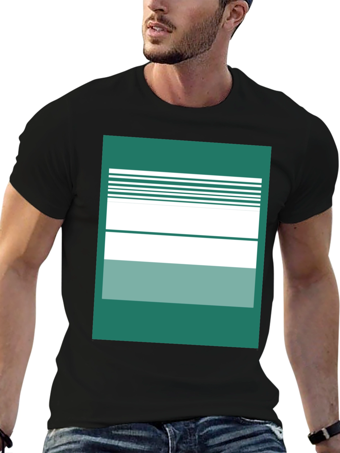 Abstract Striped Graphic Tee - Modern Casual Style