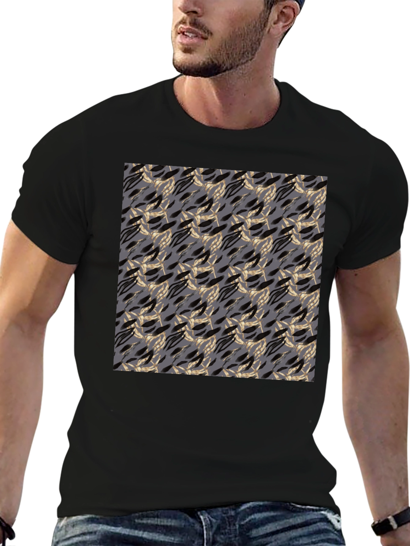 Abstract Pattern Black T-Shirt