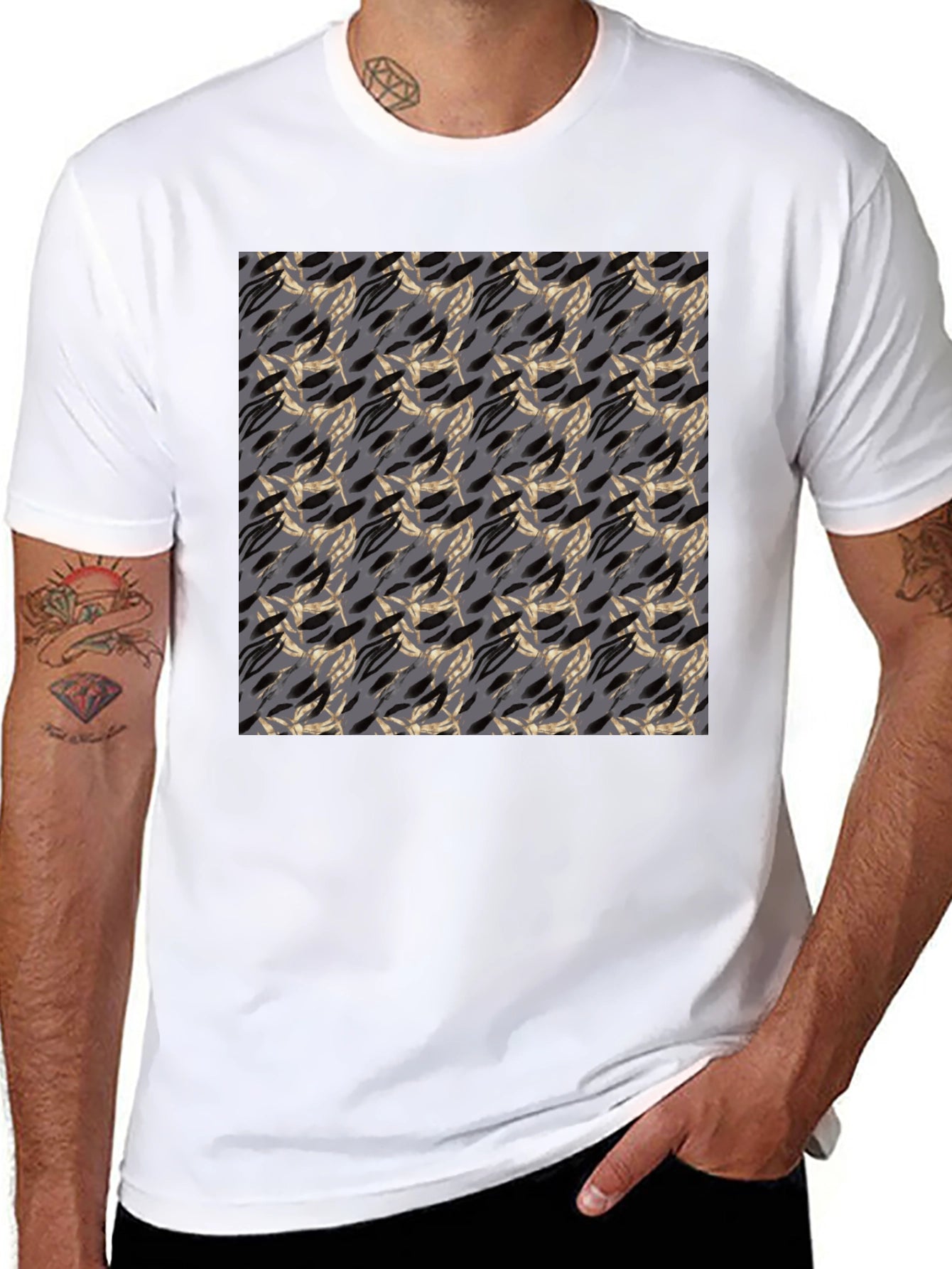 Abstract Pattern Black T-Shirt
