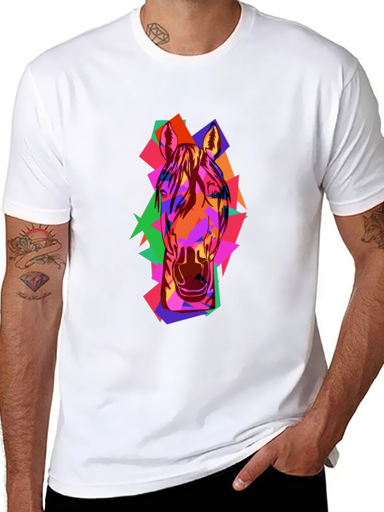 Abstract Horse Graphic Black T-Shirt