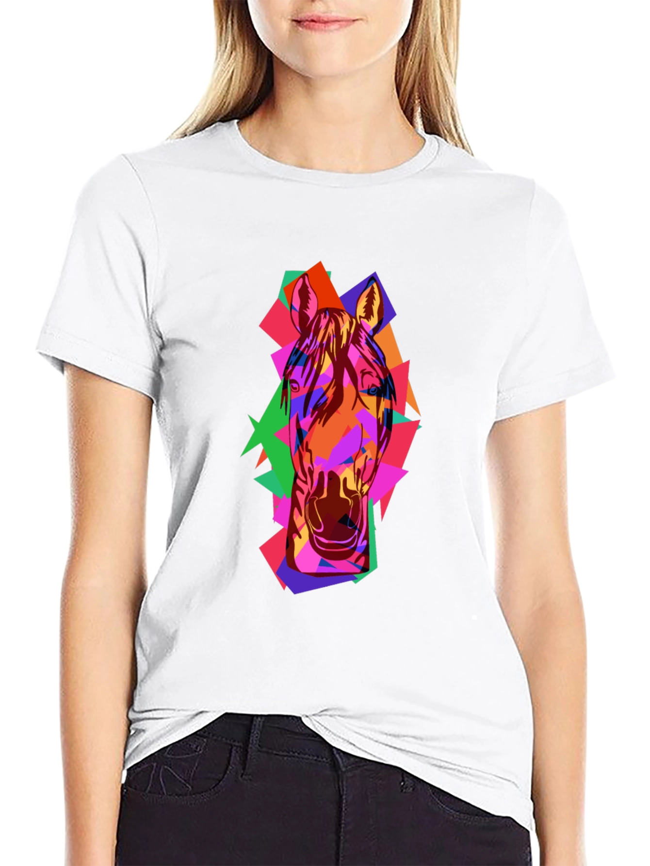 Abstract Horse Graphic Black T-Shirt