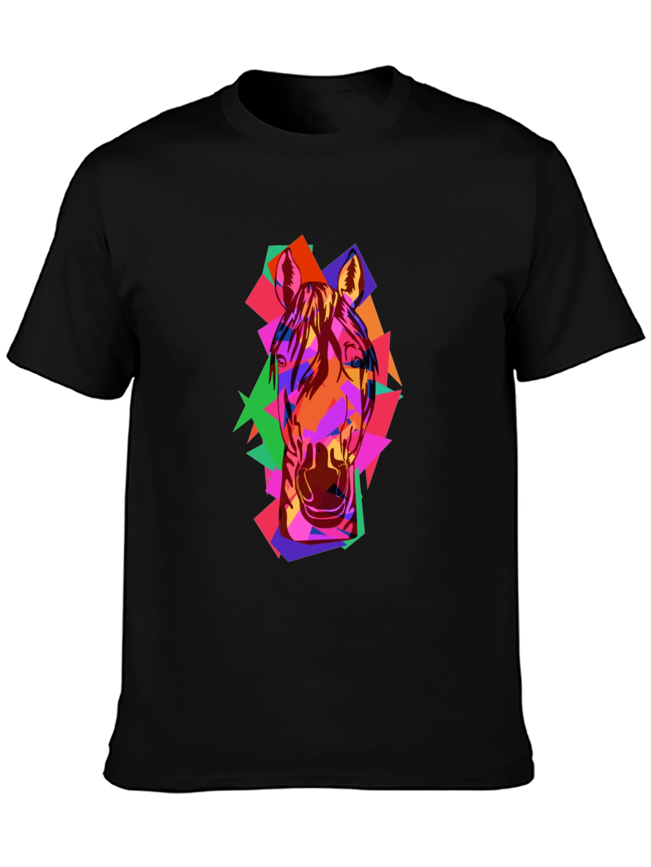 Abstract Horse Graphic Black T-Shirt