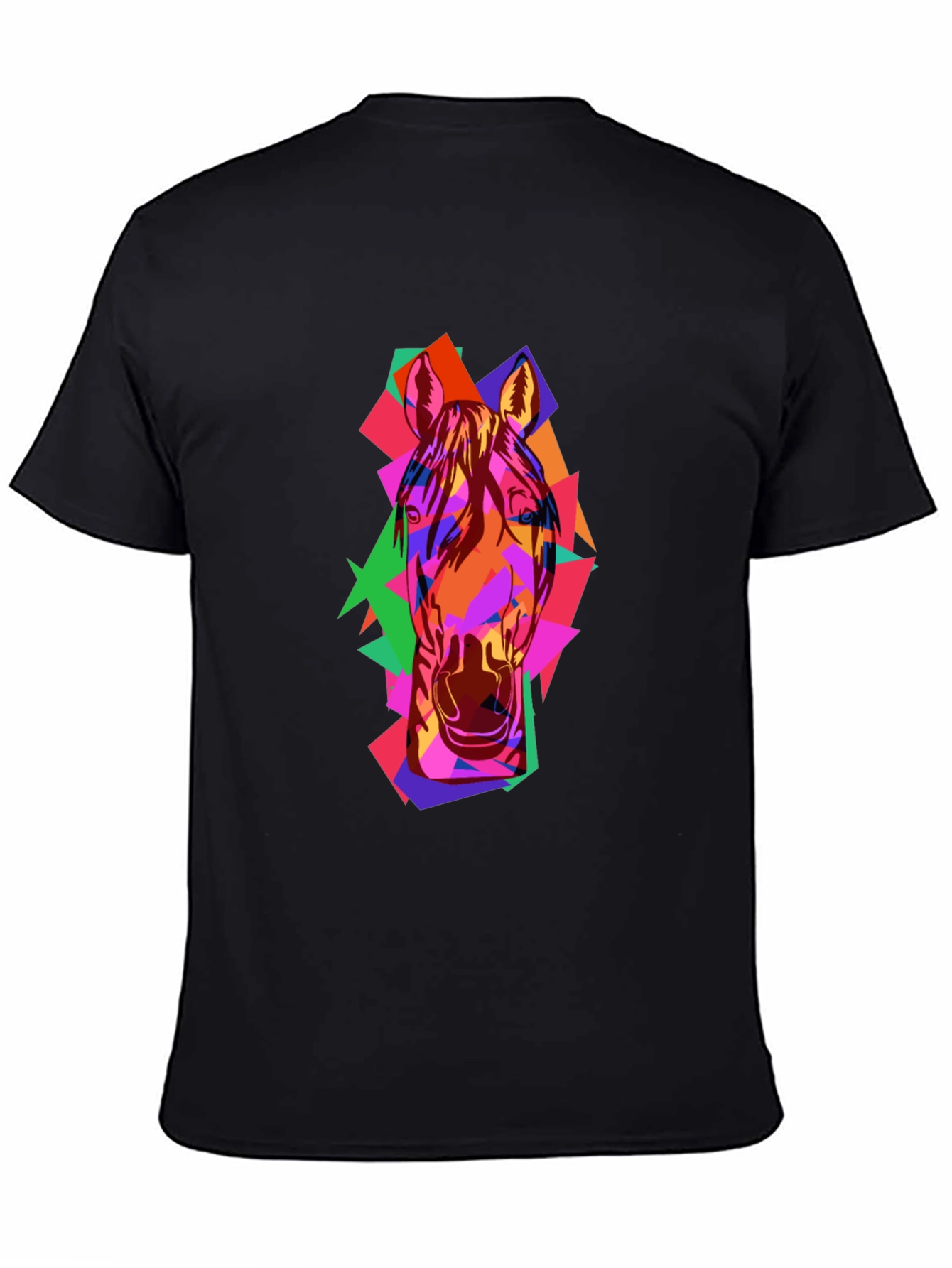 Abstract Horse Graphic Black T-Shirt