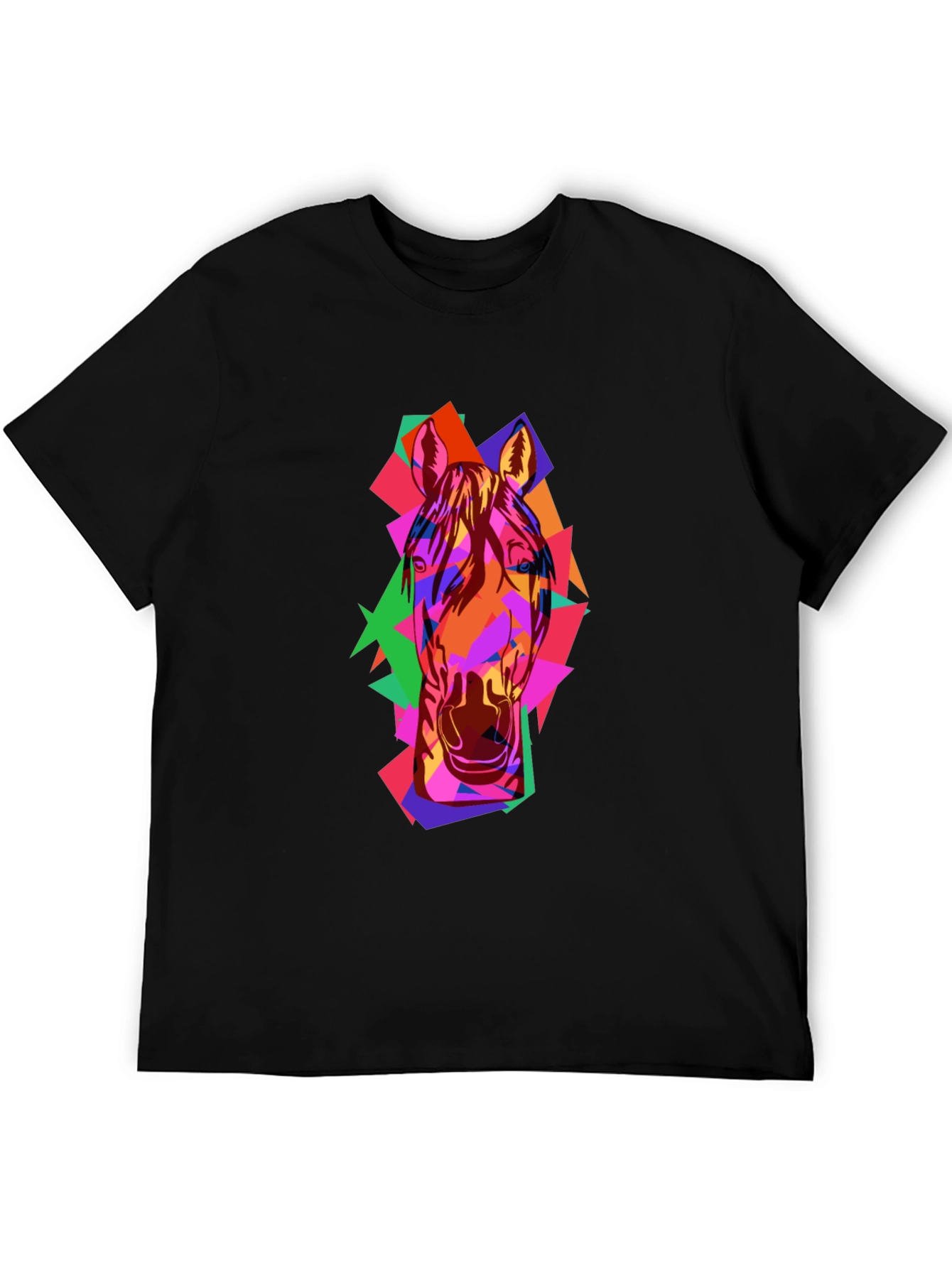 Abstract Horse Graphic Black T-Shirt