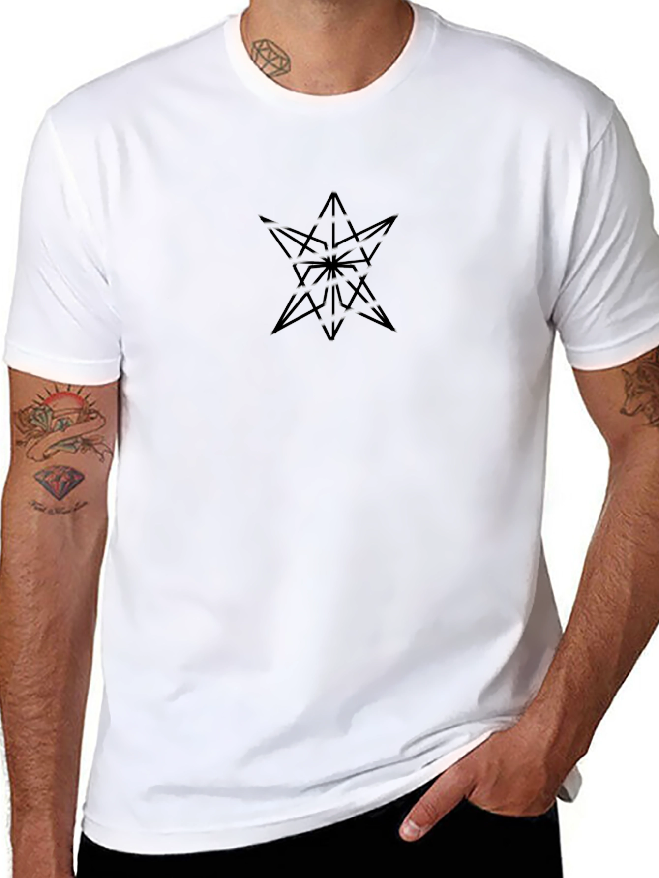 Abstract Star Graphic Tee - Modern Black T-Shirt