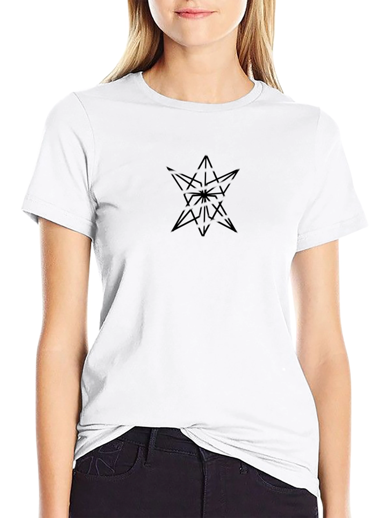 Abstract Star Graphic Tee - Modern Black T-Shirt