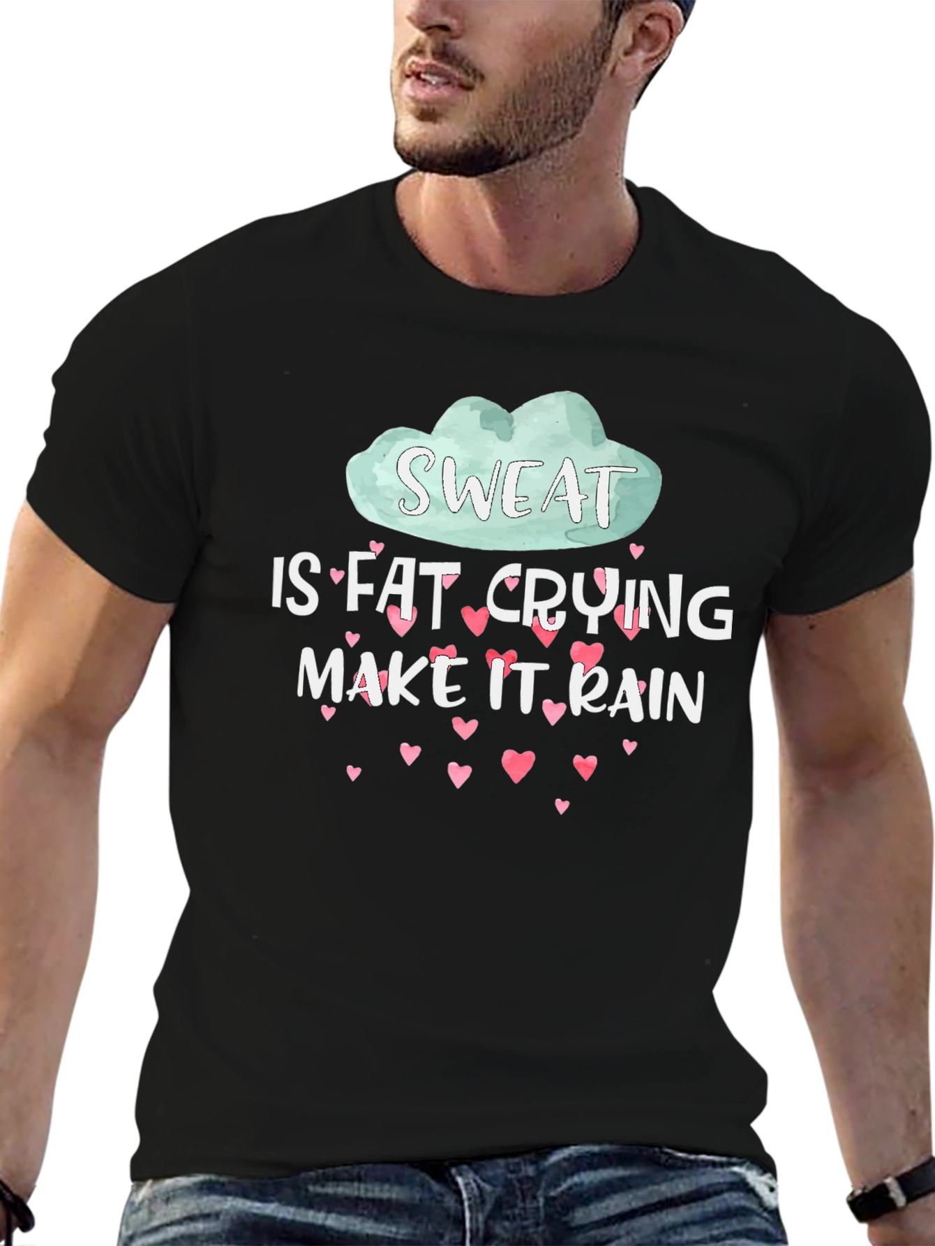 Sweat is Fat Crying Funny Workout T-Shirt