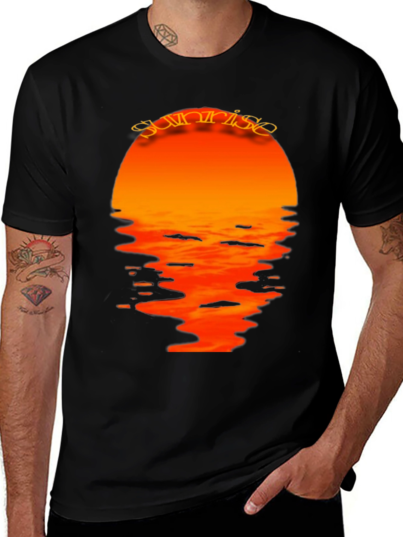 Sunrise Graphic Print Black T-Shirt