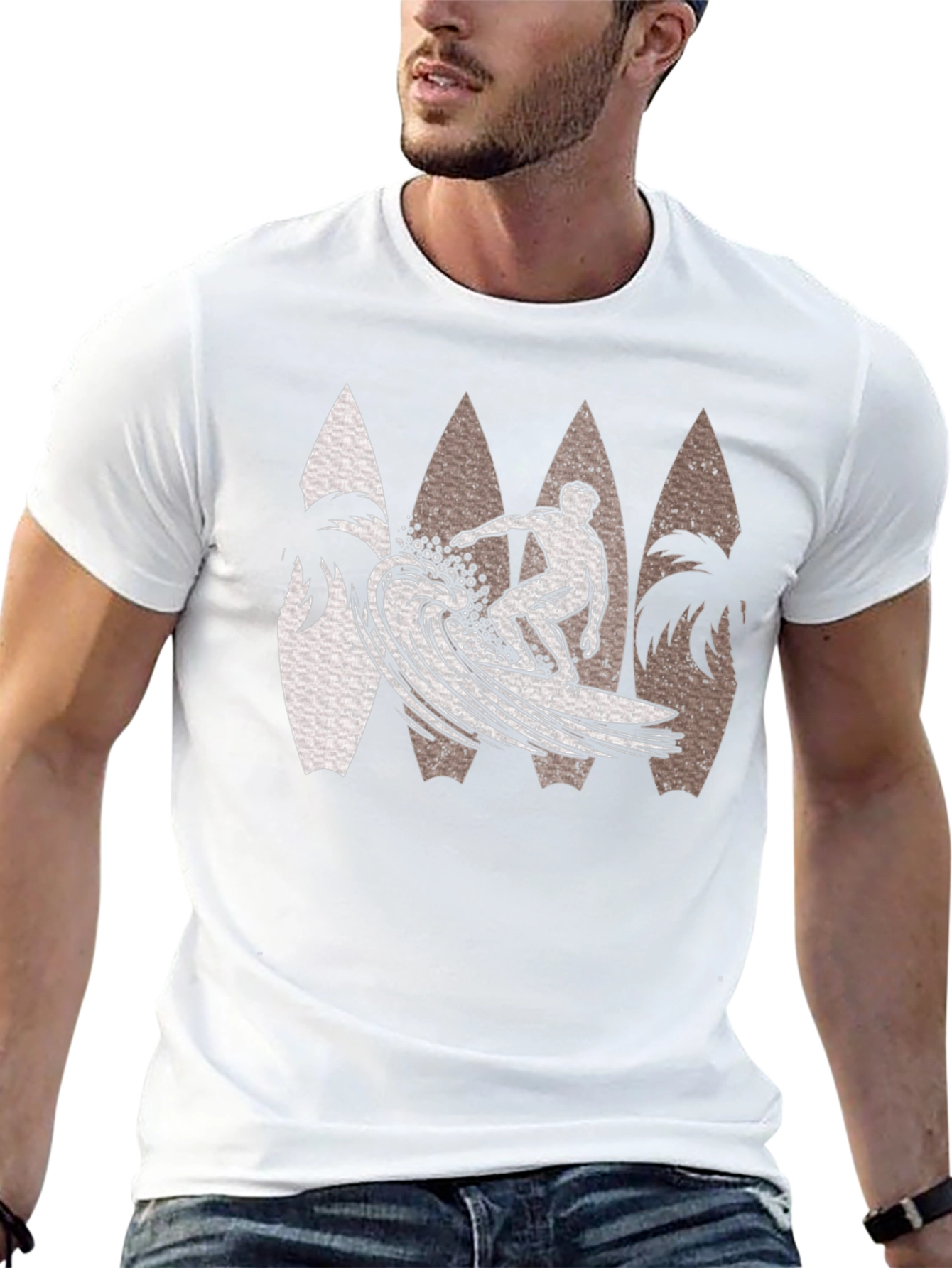 Surfer Wave Graphic Tee - Black