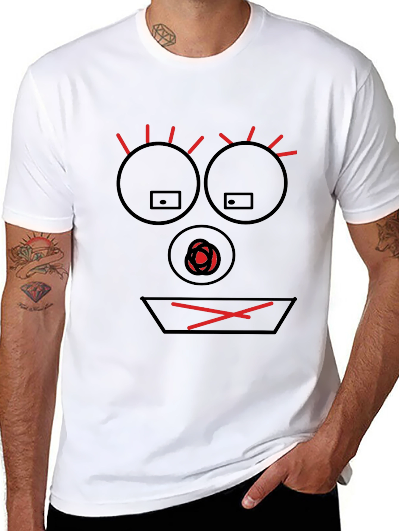 Abstract Face Graphic Tee - Black