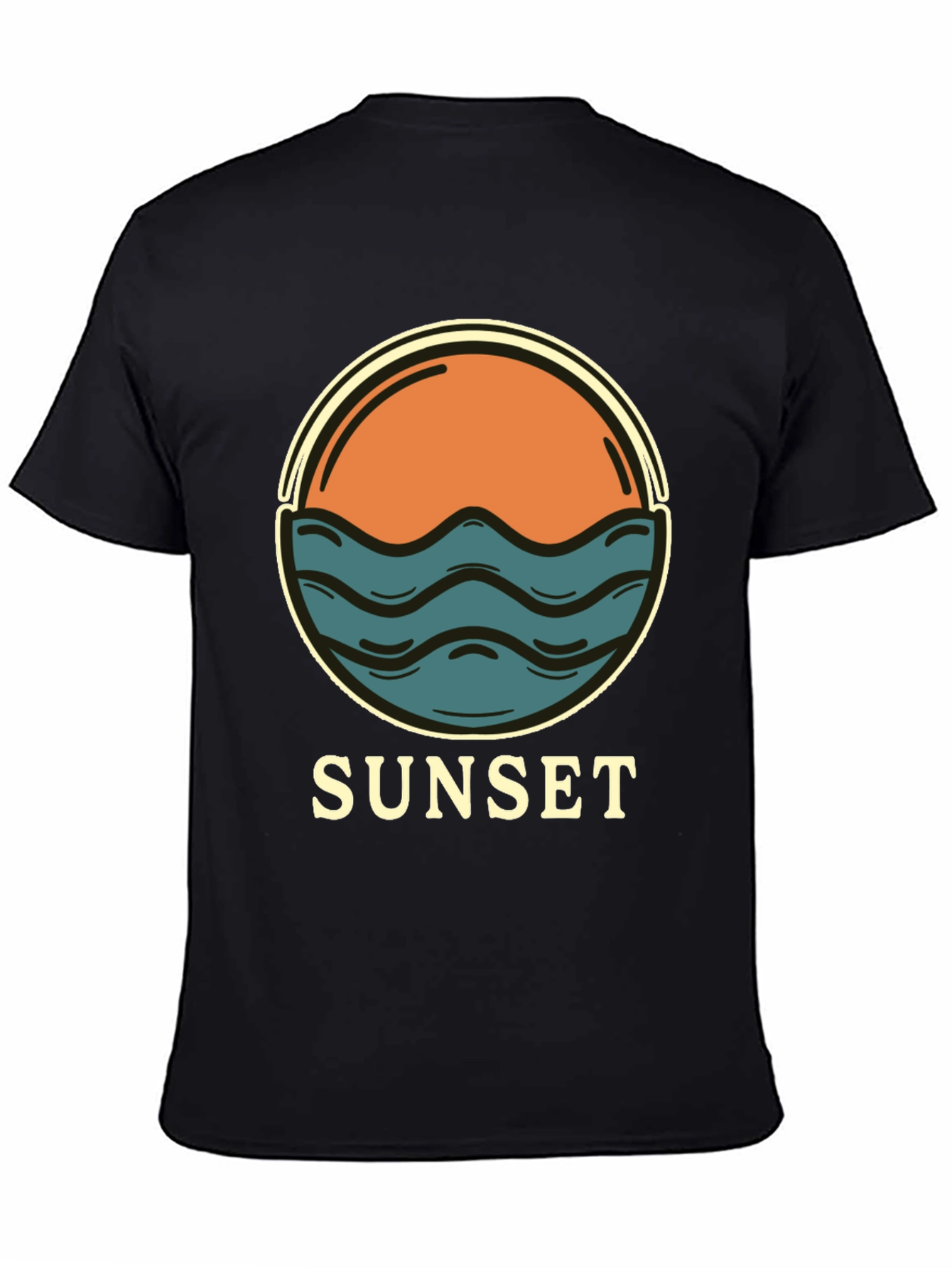 Sunset Graphic Tee - Retro Style Black T-Shirt