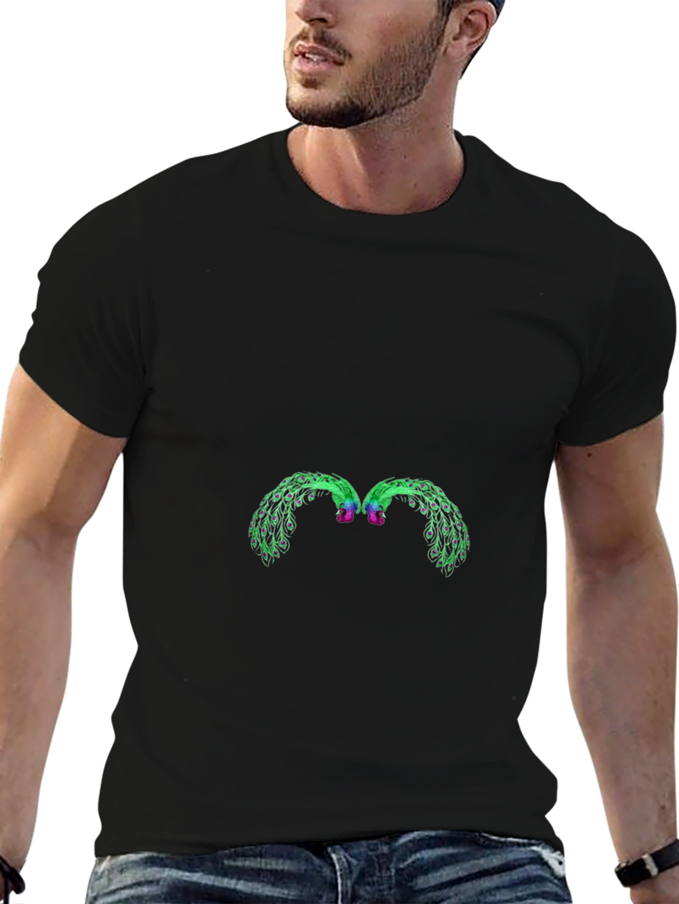 Abstract Graphic Black Crew Neck Tee