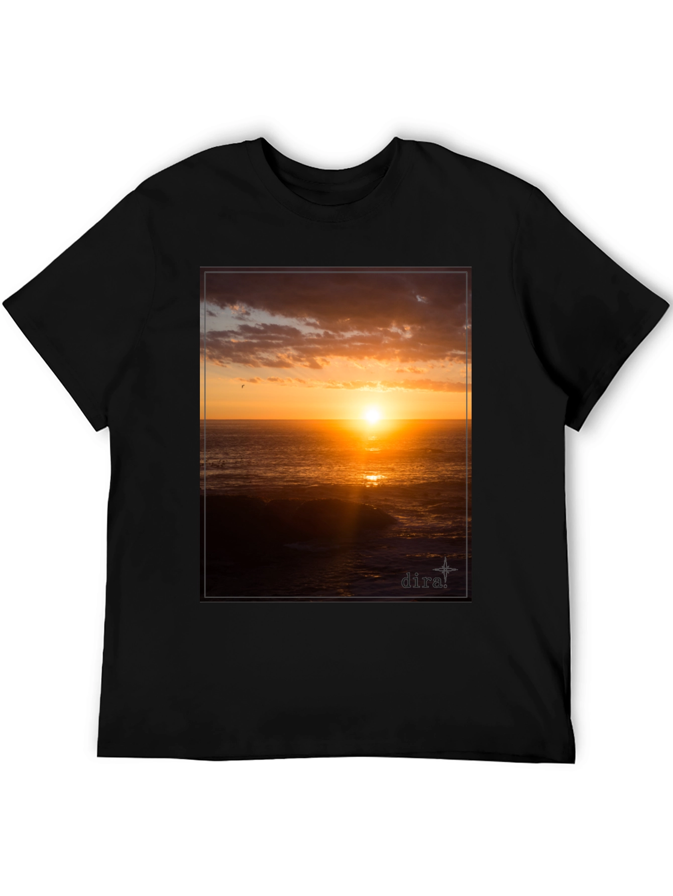 Sunset Ocean View Black T-Shirt