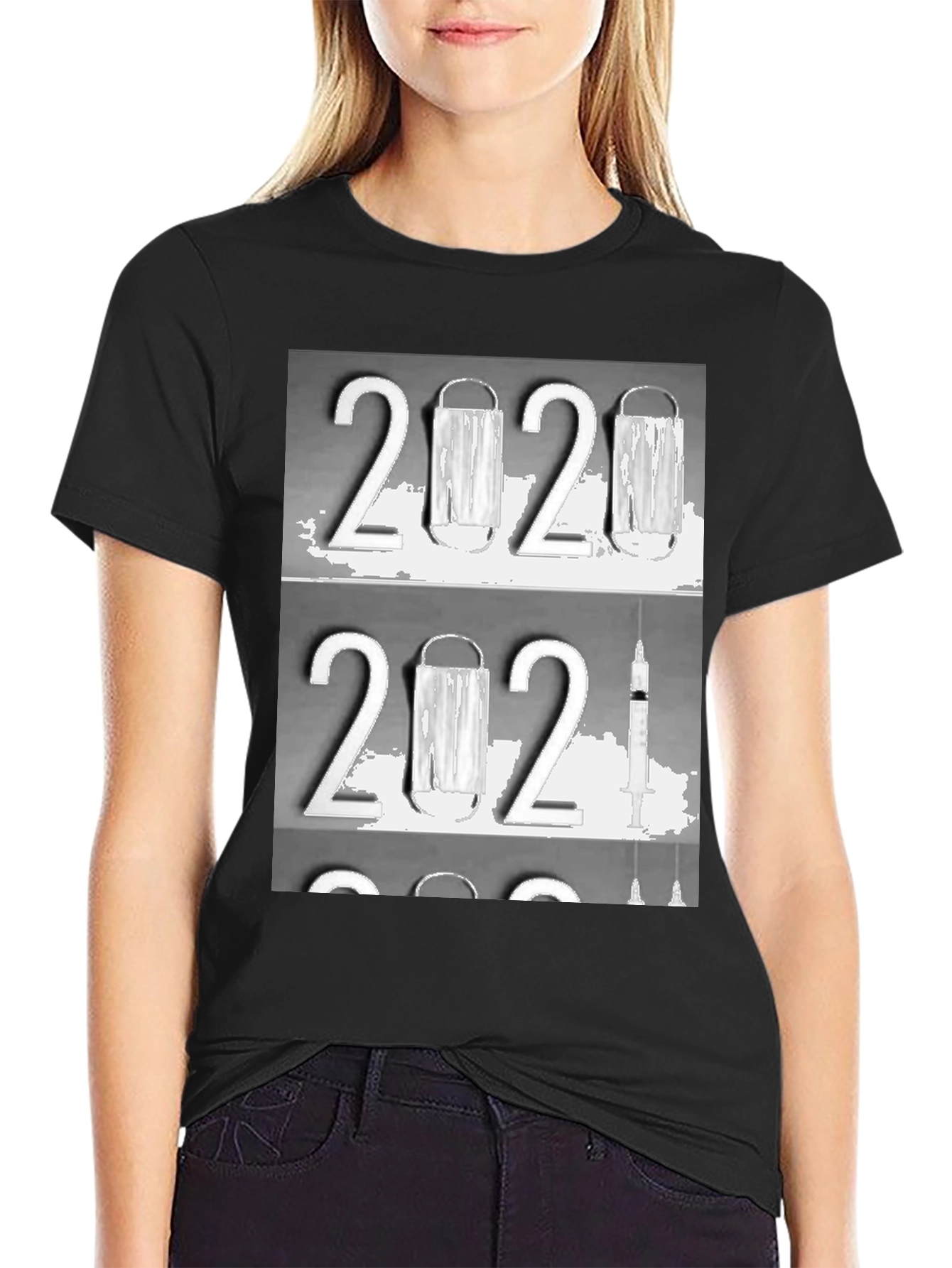 2020-2021 Face Mask and Vaccine Graphic T-Shirt