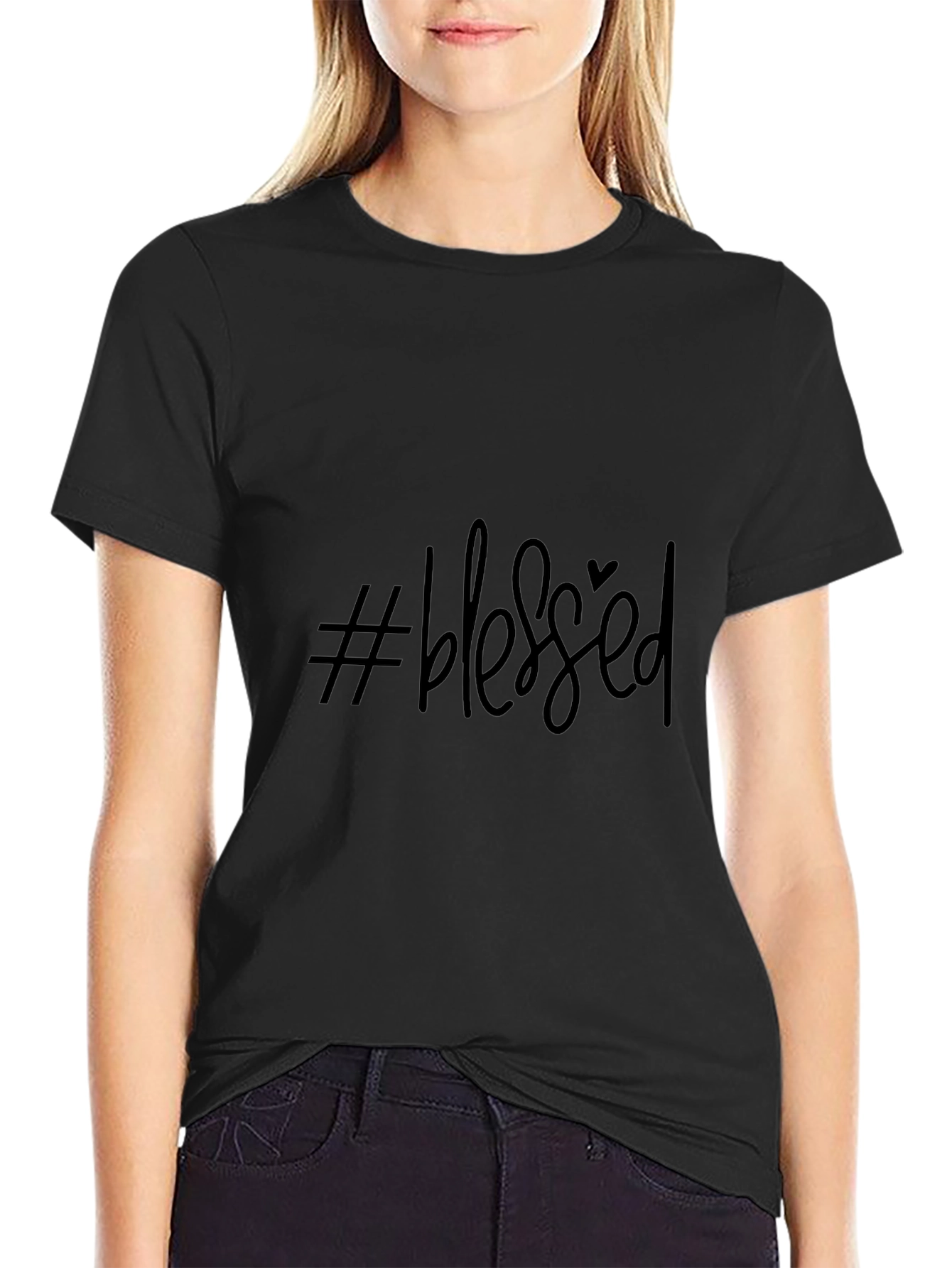 #Blessed Black Graphic T-Shirt