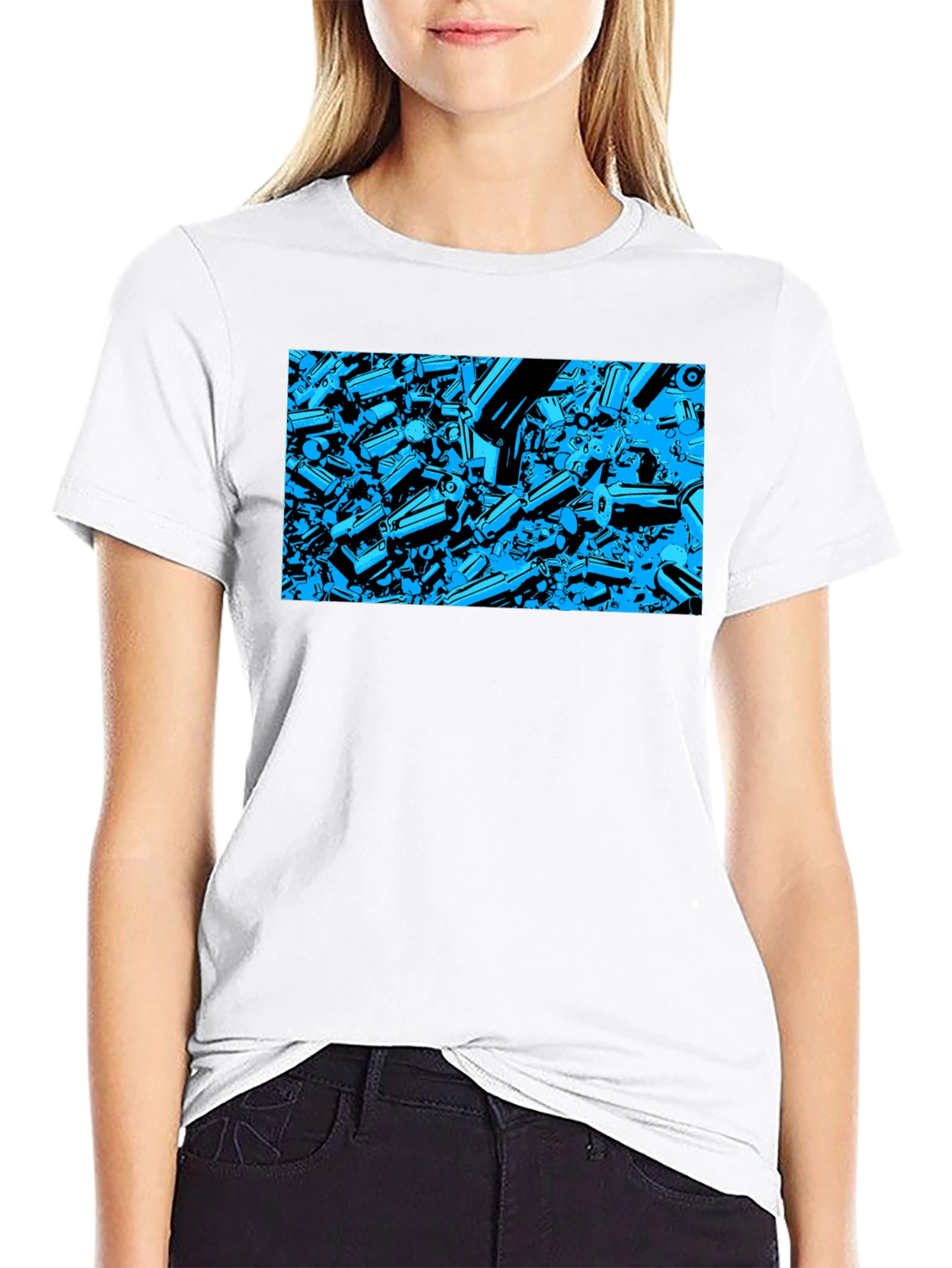 Abstract Tech Print Black T-Shirt