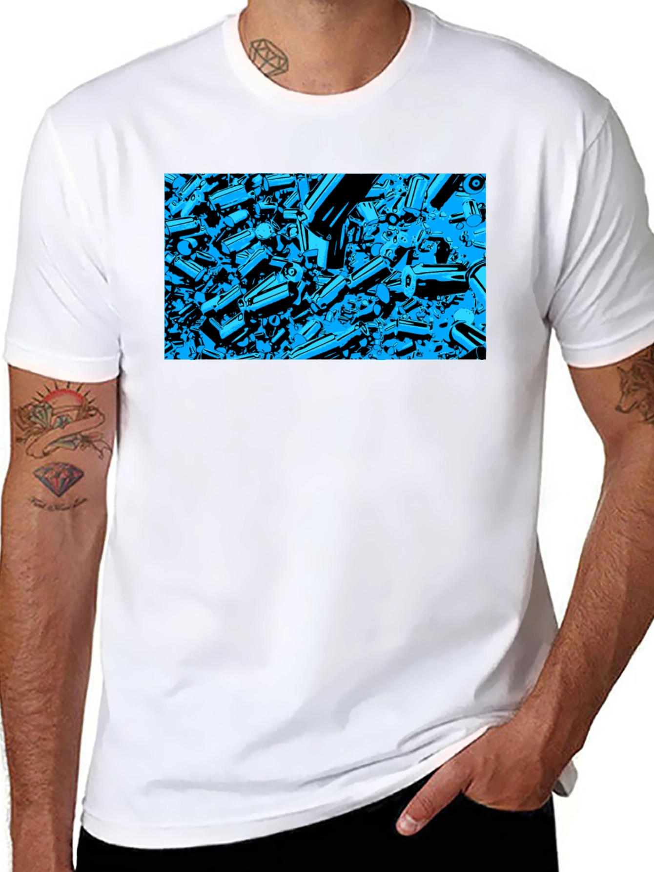 Abstract Tech Print Black T-Shirt