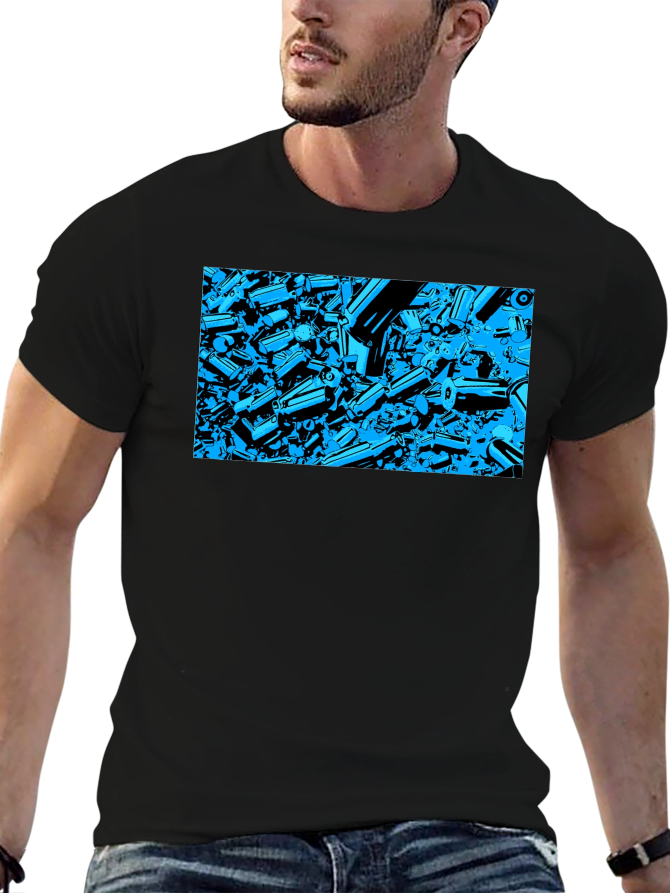 Abstract Tech Print Black T-Shirt