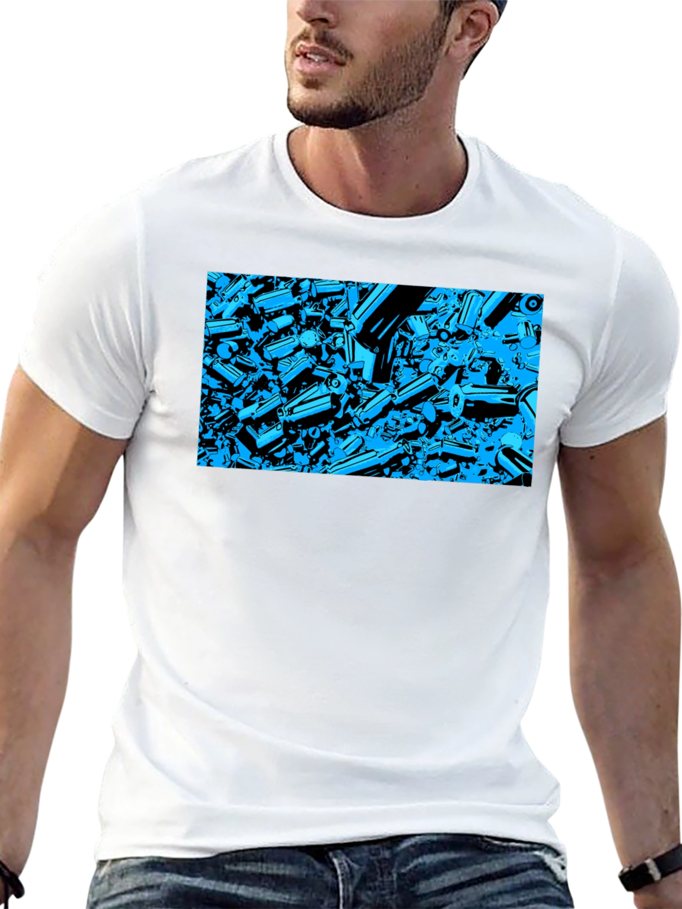Abstract Tech Print Black T-Shirt