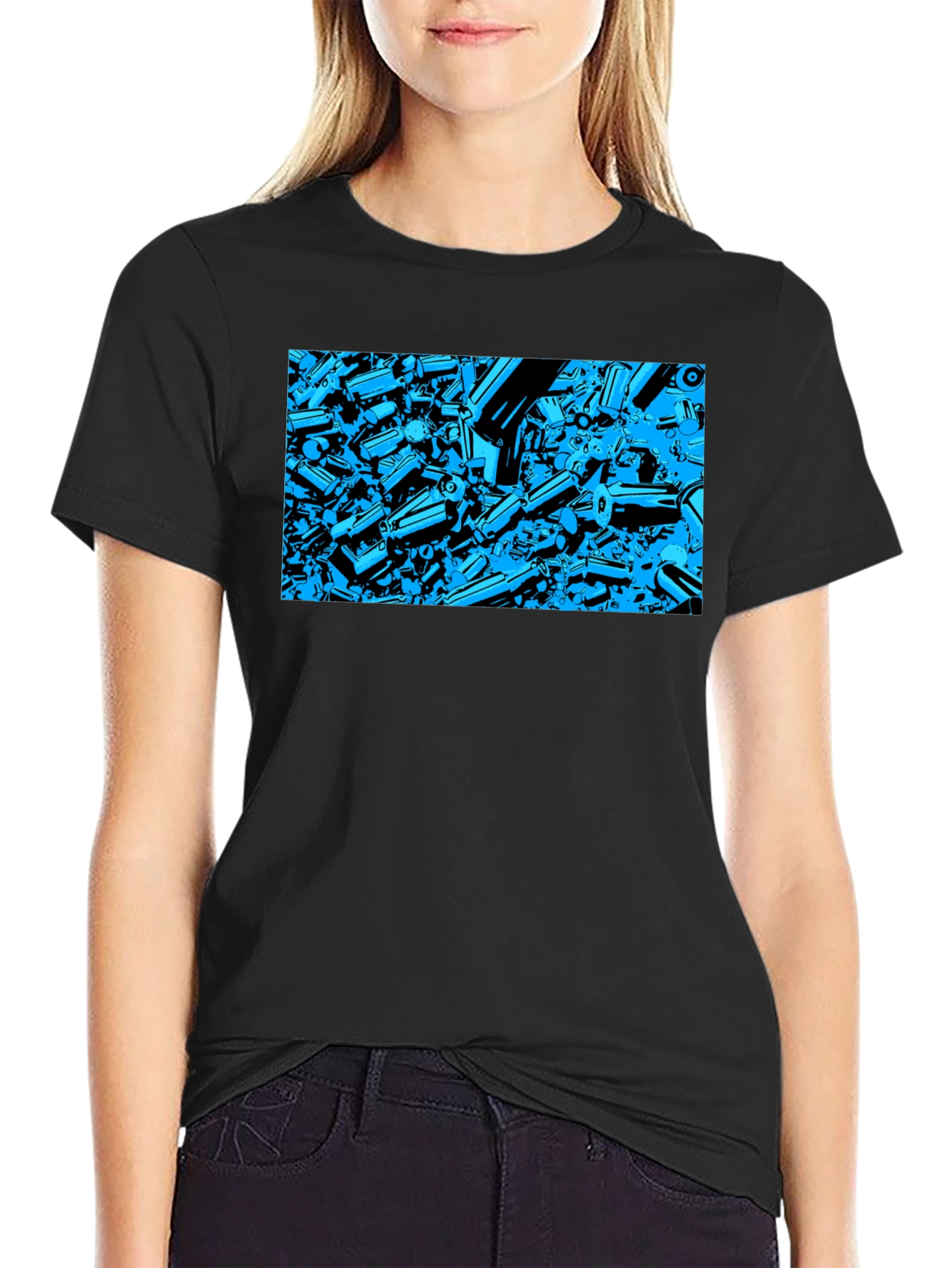 Abstract Tech Print Black T-Shirt