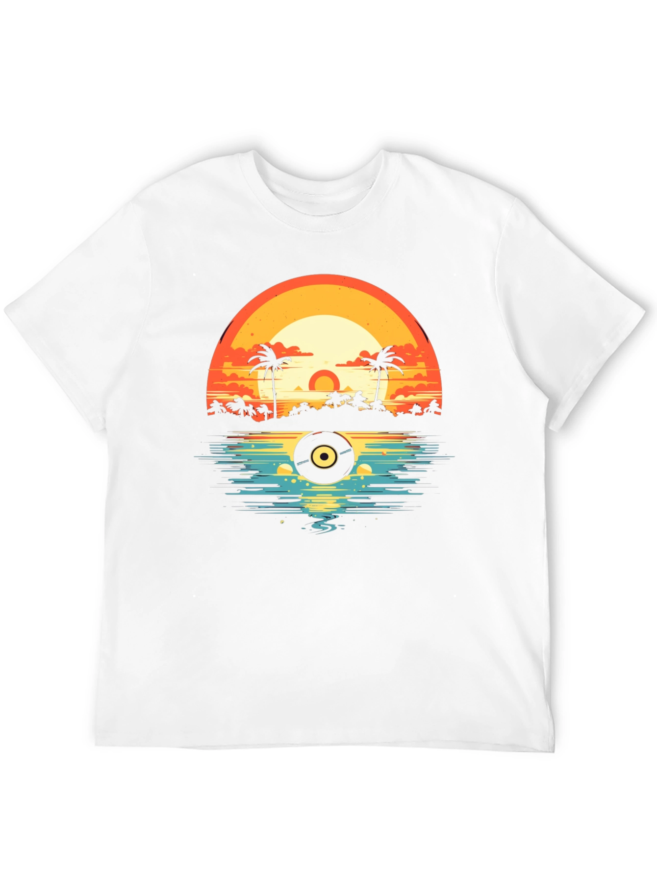 Sunset Vinyl Record Beach T-Shirt
