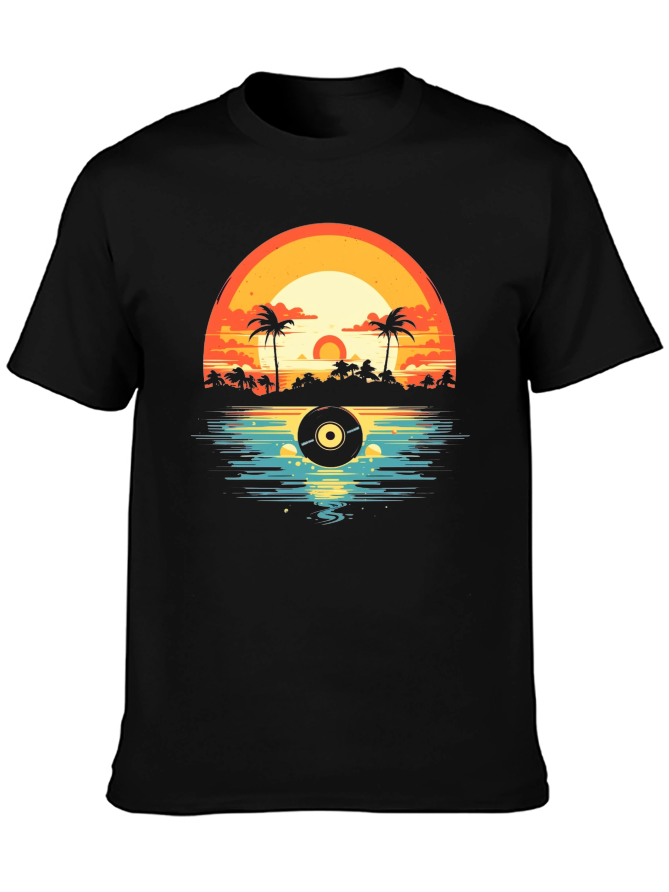 Sunset Vinyl Record Beach T-Shirt