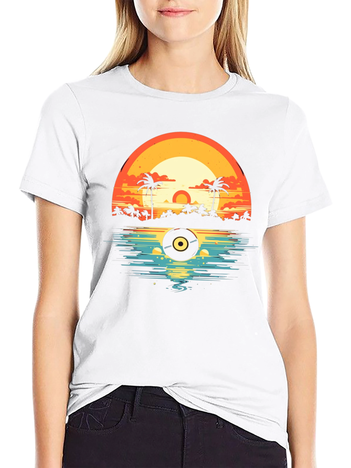 Sunset Vinyl Record Beach T-Shirt
