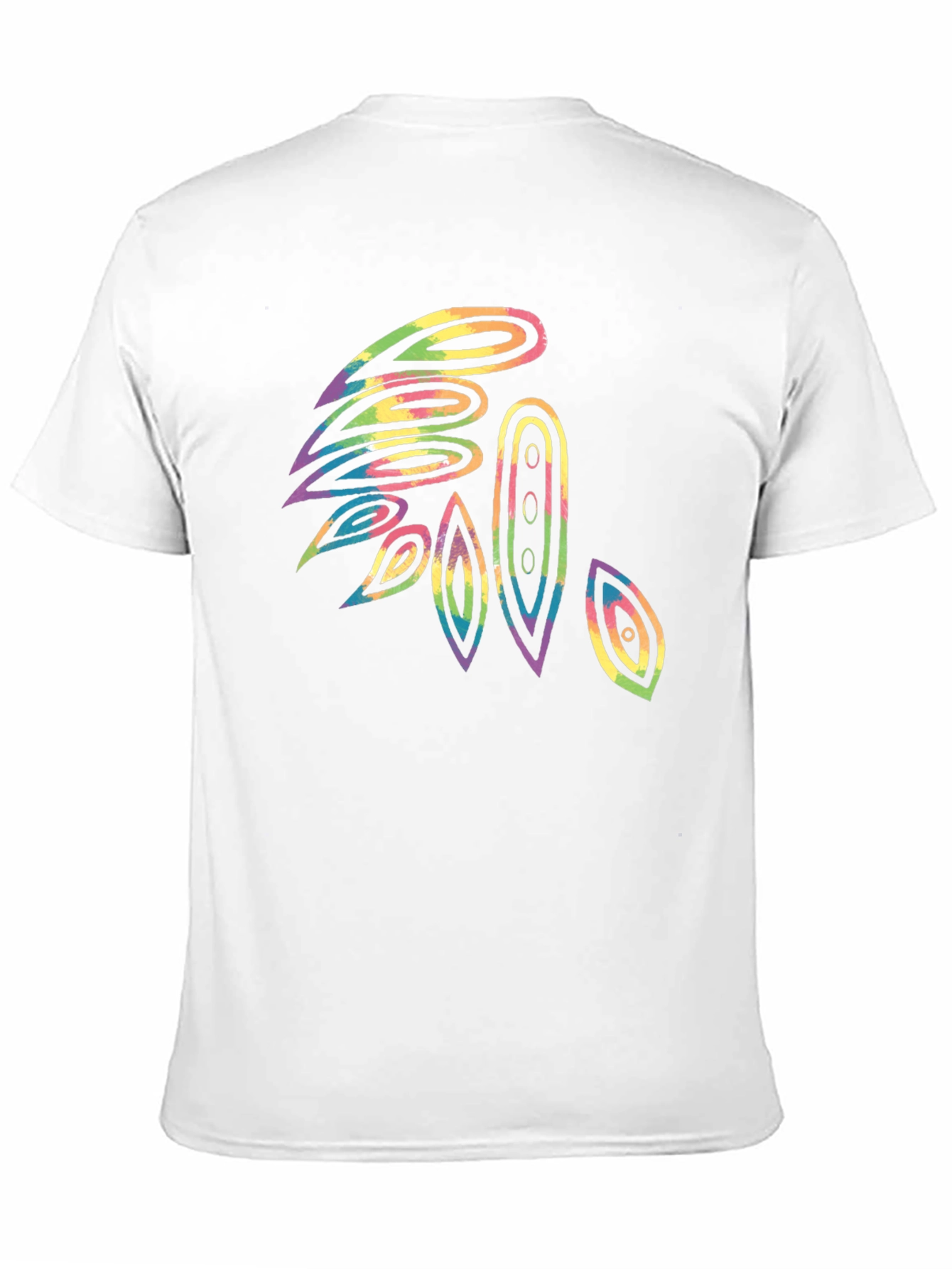Abstract Tie-Dye Feather Graphic Black T-Shirt
