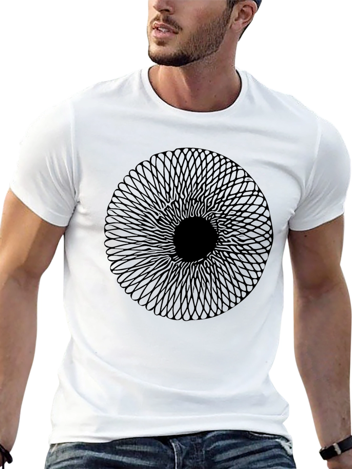Abstract Circle Graphic Black T-Shirt